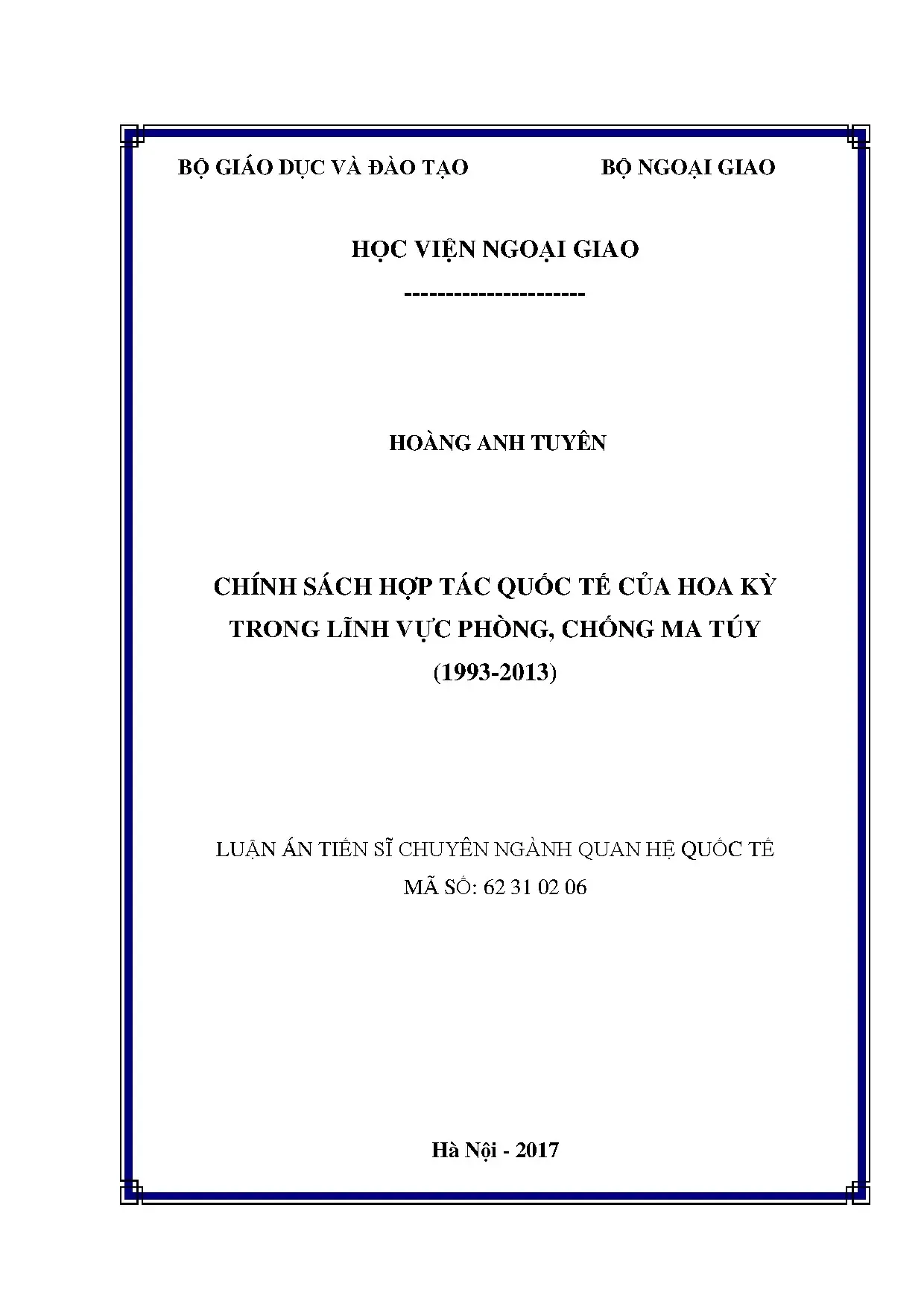 Chính sách hợp tác quốc tế Hoa Kỳ phòng chống ma túy (1993-2013)