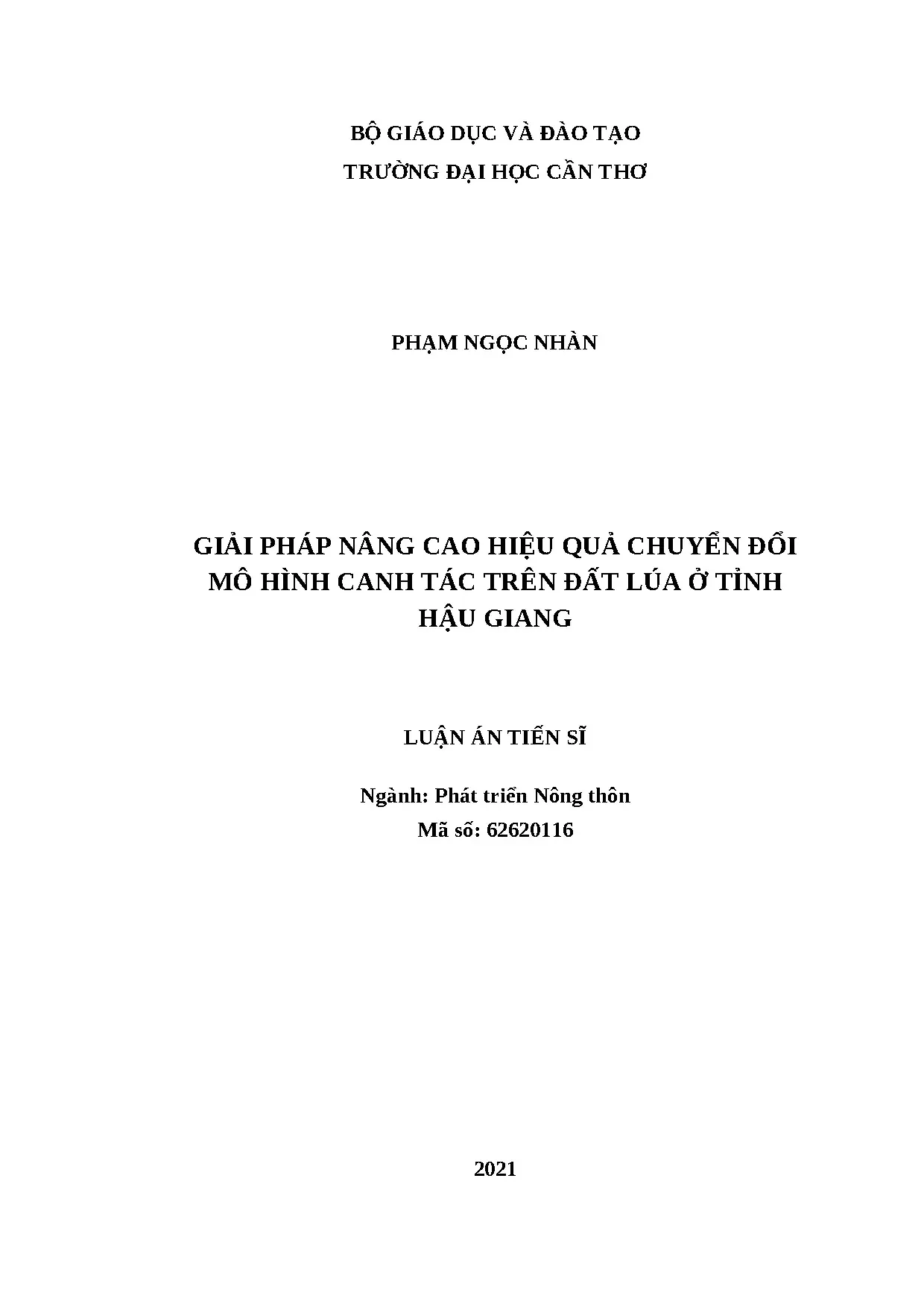 Nghiên cứu nâng cao hiệu quả chuyển đổi mô hình canh tác