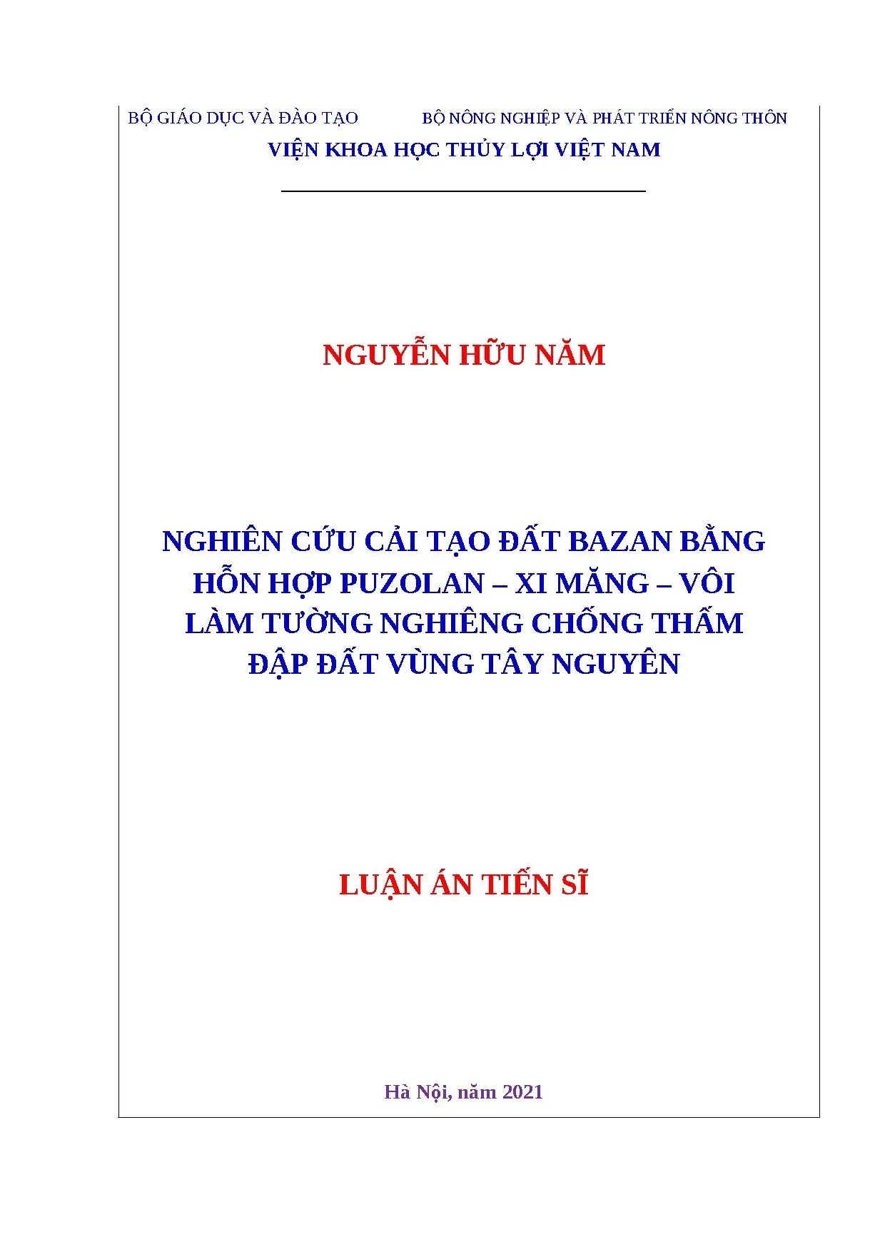 Luận án tiến sĩ nghiên cứu cải tạo đất bazan bằng hỗn hợp pu