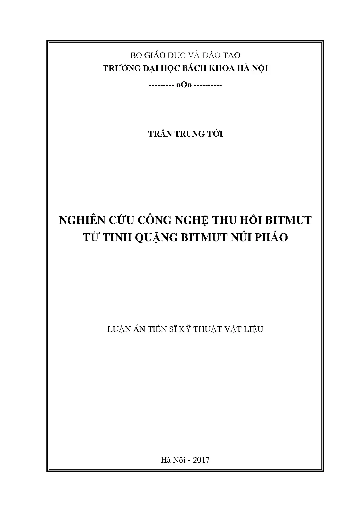 Nghiên cứu công nghệ thu hồi bitmut từ tinh quặng bitmut núi