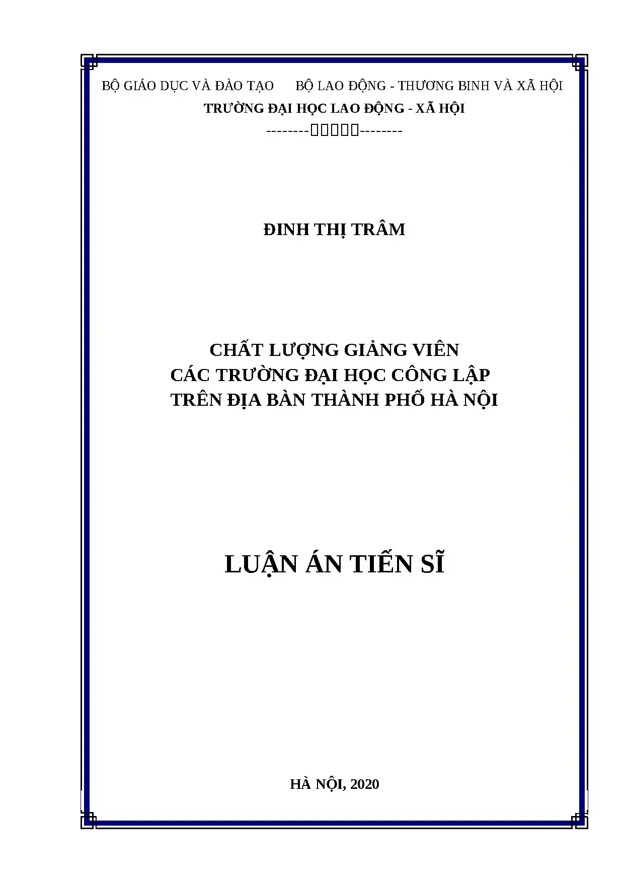 Luận án tiến sĩ quản trị nhân lực full chất lượng giảng viên