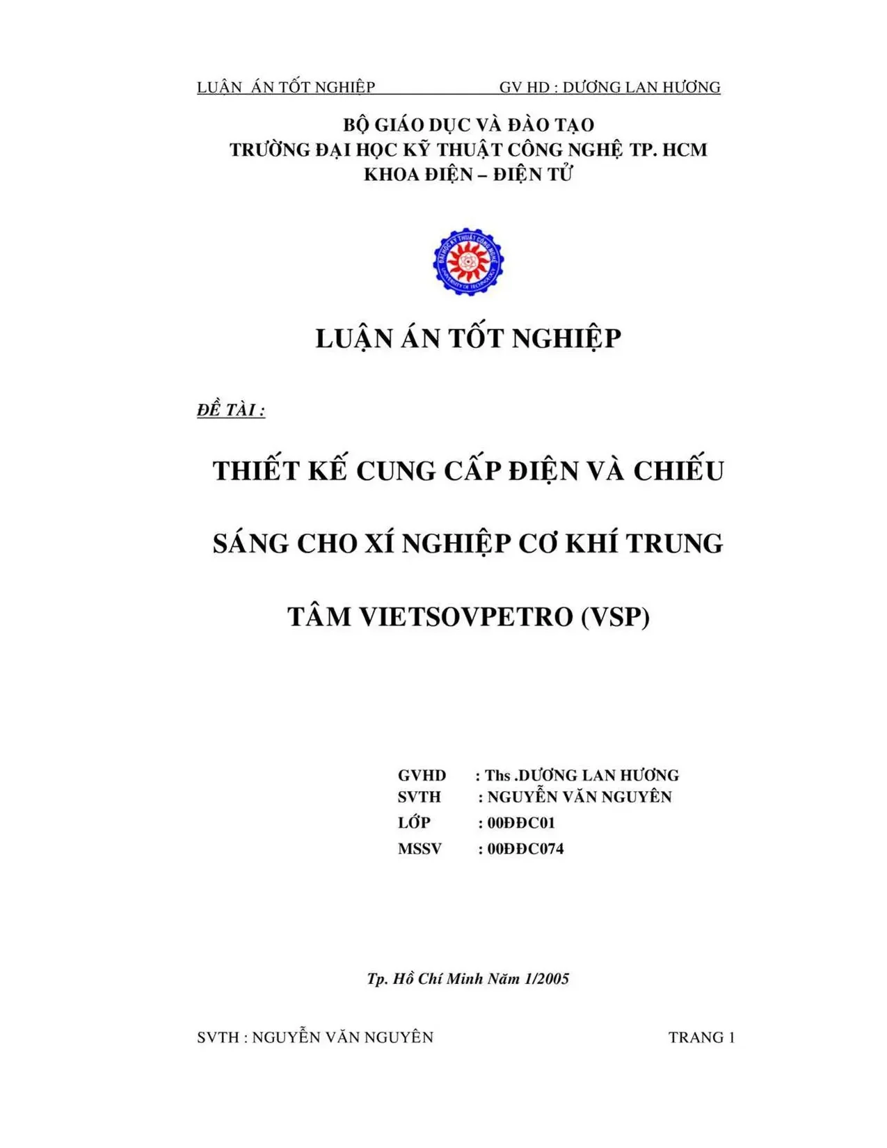 Luận án thiết kế cung cấp điện và chiếu sáng cho xí nghiệp c