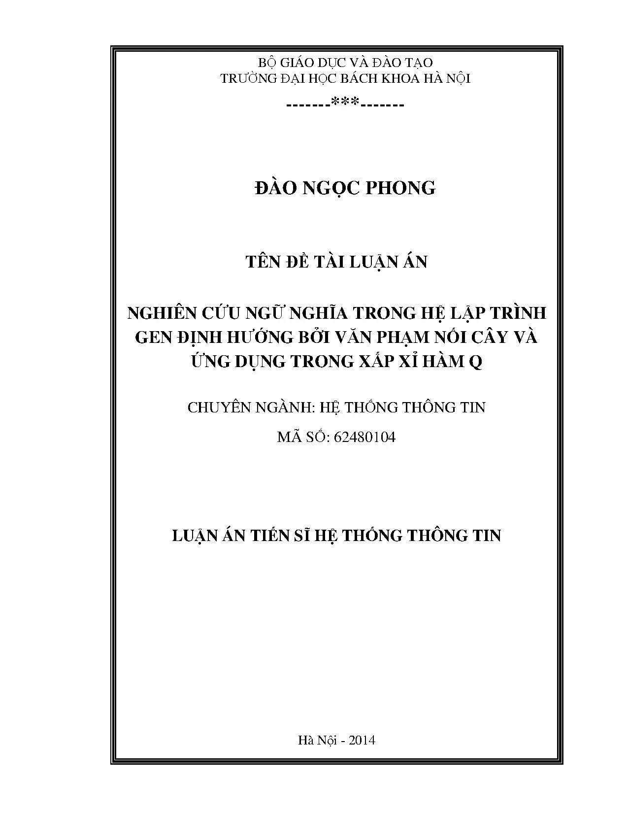 Nghiên cứu ngữ nghĩa trong lập trình Gen