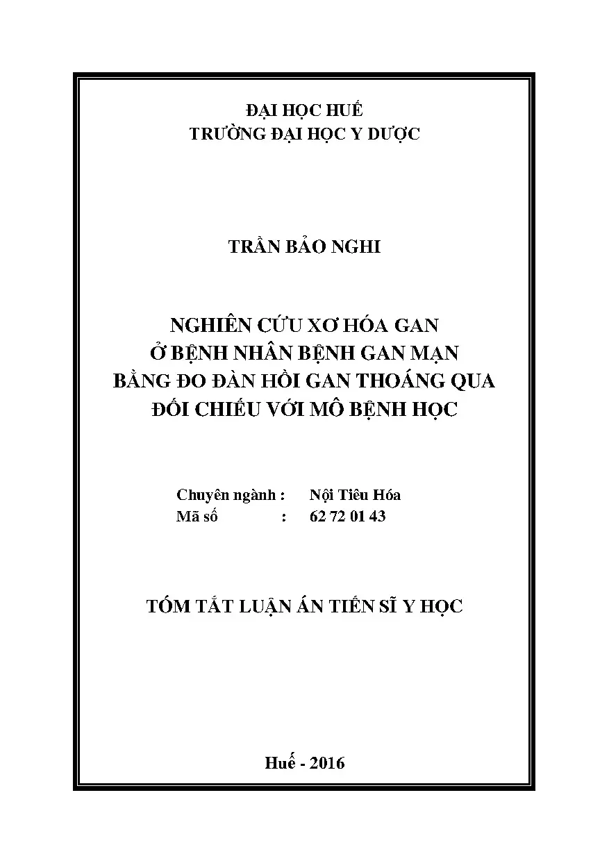 Luận án tiến sĩ y học nghiên cứu xơ hóa gan ở bệnh nhân bệnh