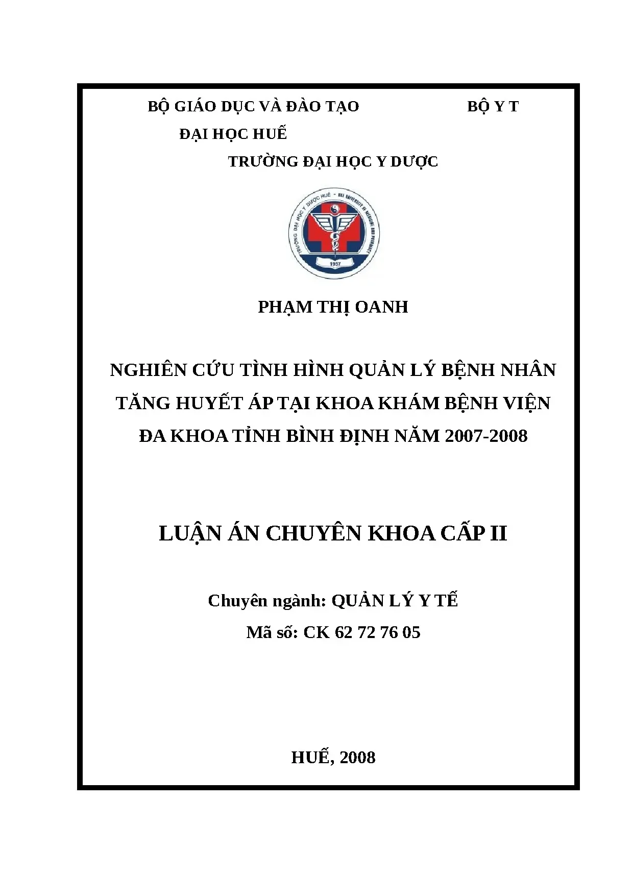 Luận án ck ii nghiên cứu tình hình quản lý bệnh nhân tăng hu