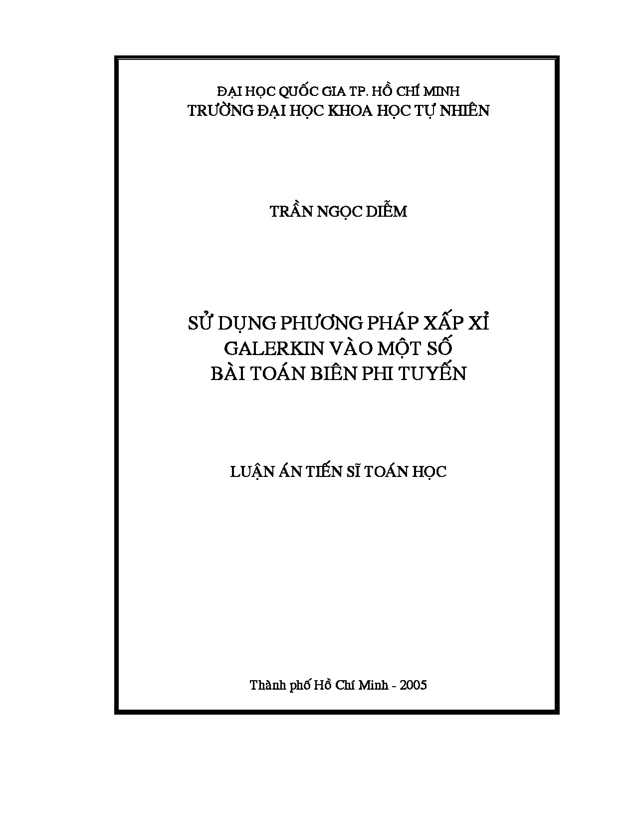Luận án tiến sĩ toán học sử dụng phương pháp xấp xỉ galerkin