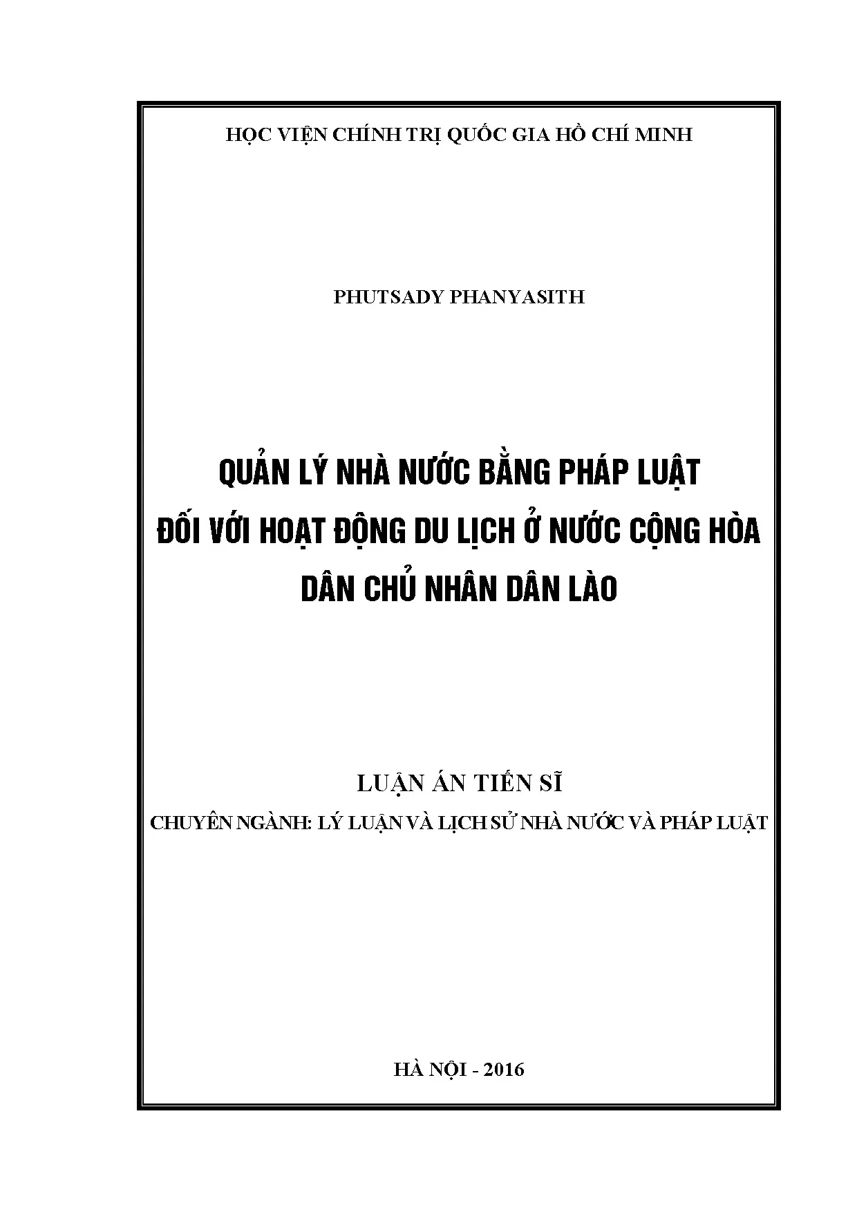 Luận án tiến sĩ quản lý nhà nước bằng pháp luật đối với hoạt