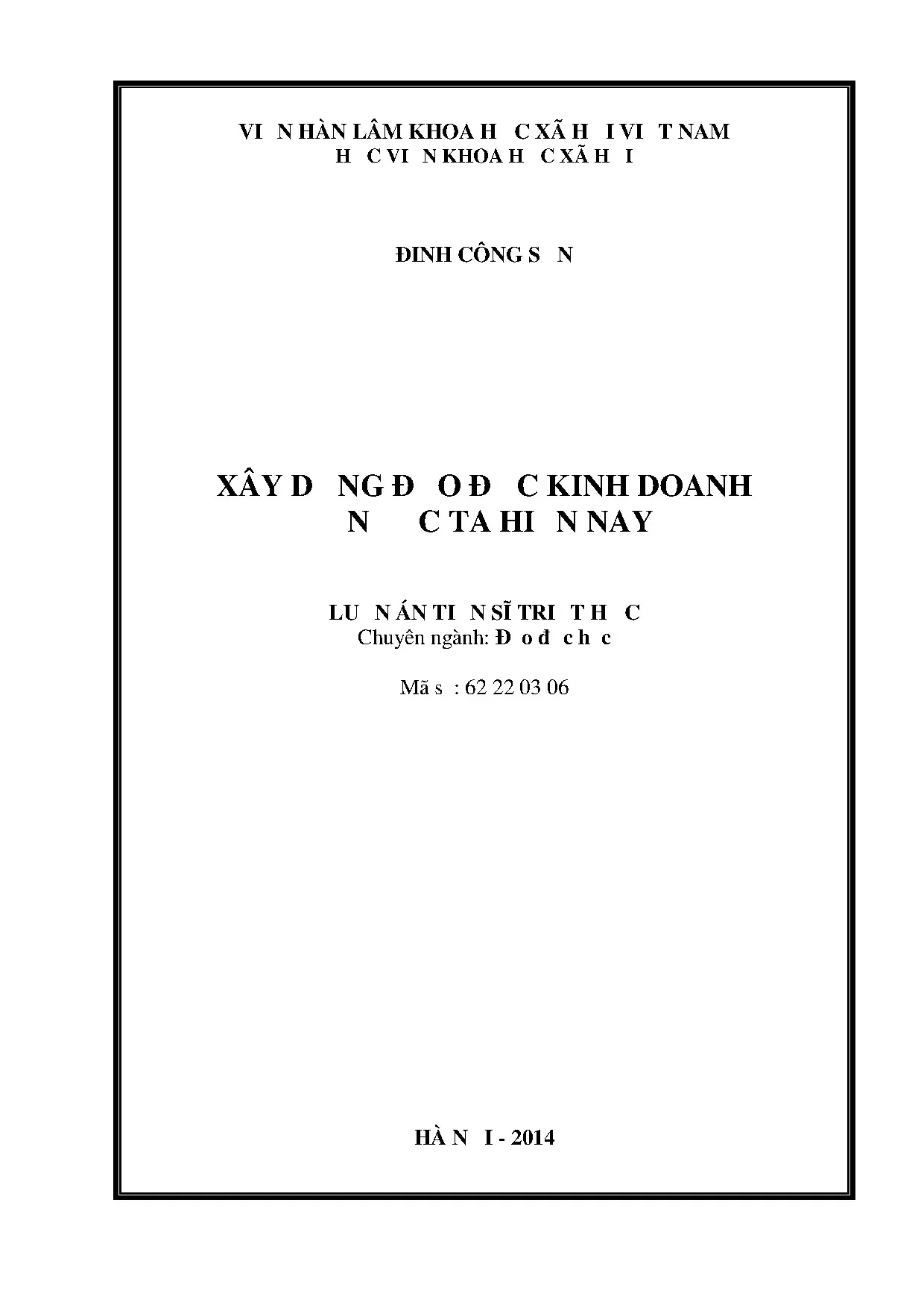 Luận án tiến sĩ triết học xây dựng đạo đức kinh doanh ở nước