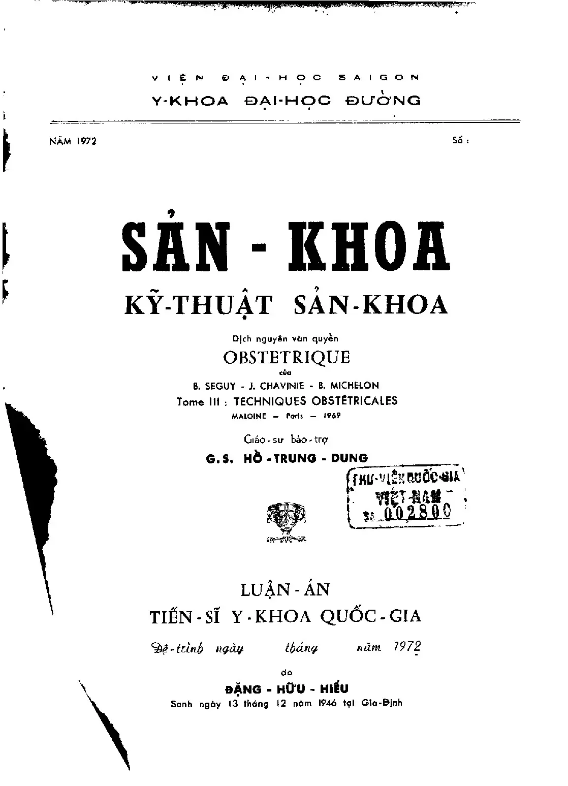 Sản khoa kỹ thuật sản khoa luận án