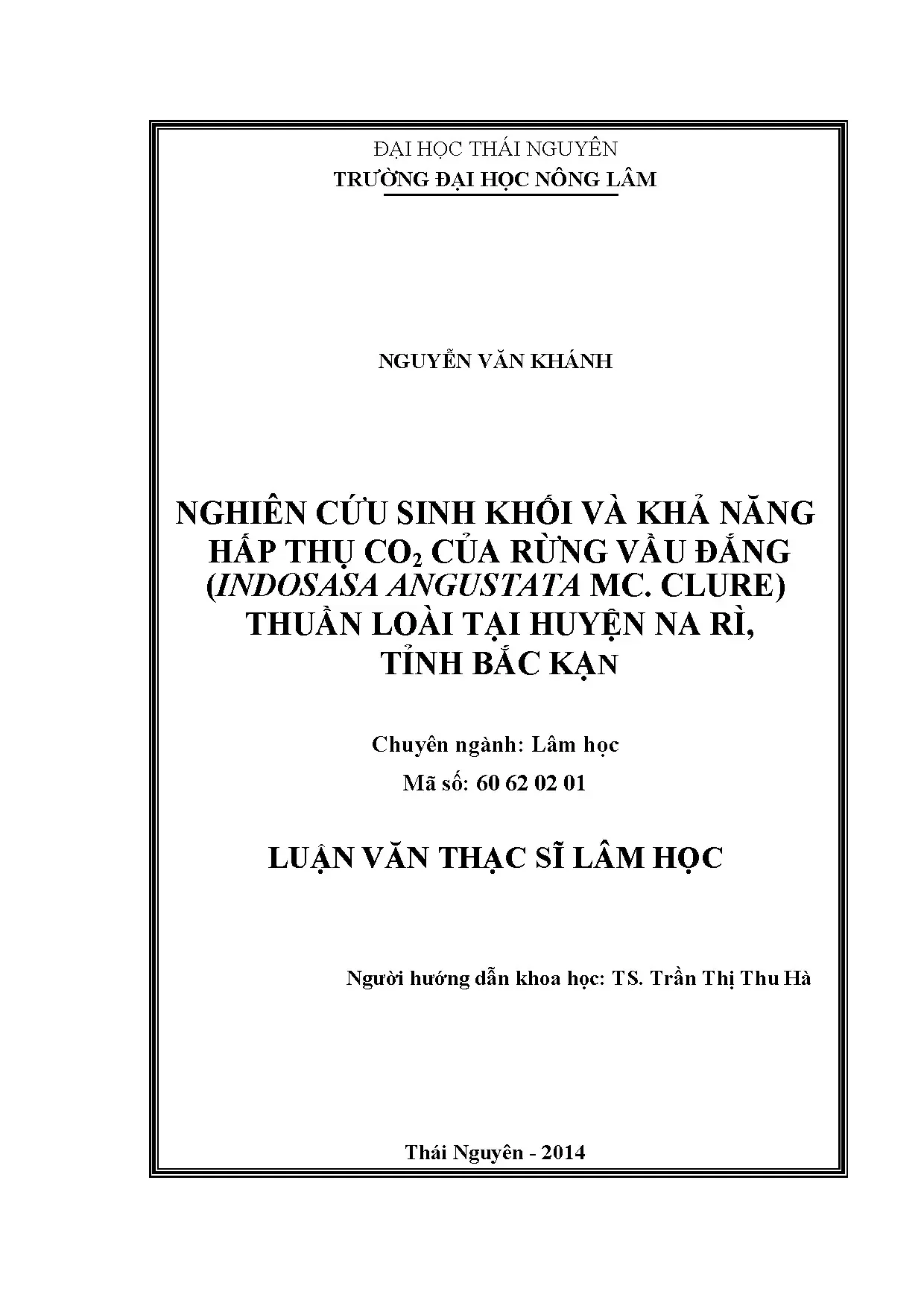 Sinh khối & hấp thụ CO2 rừng vầu đắng Na Rì, Bắc Kạn