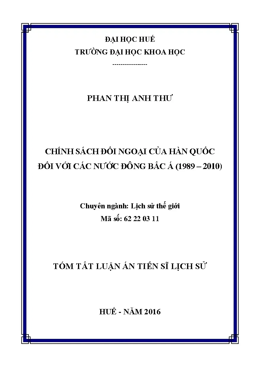 Chính sách đối ngoại của hàn quốc đối với các nước đông bắc