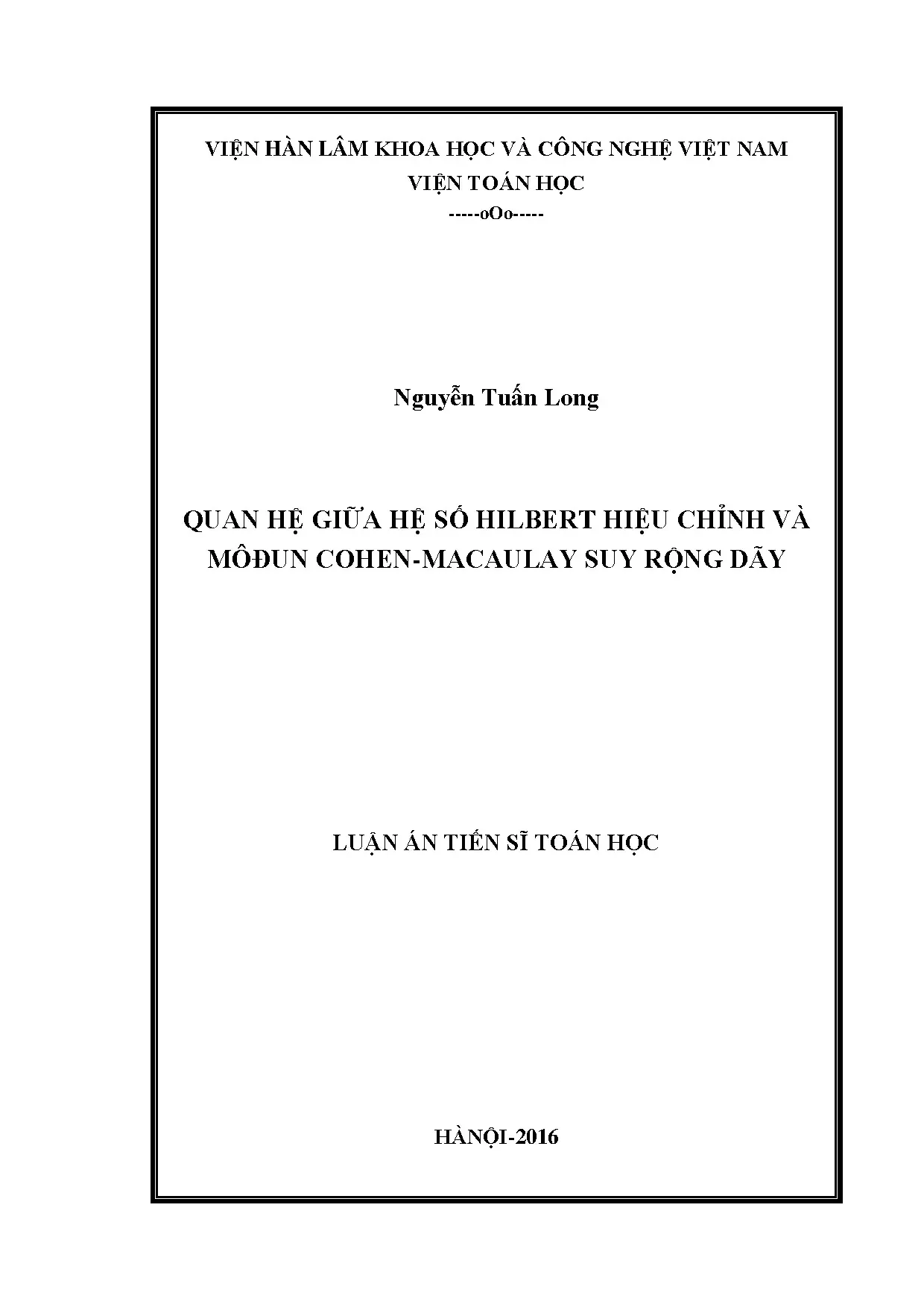 Quan hệ giữa hệ số Hilbert và môđun Cohen-Macaulay suy rộng dãy