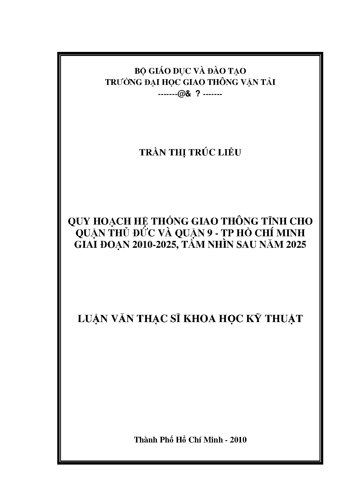 Luận án thạc sĩ ngành xây dựng đường ô tô và đường thành phố