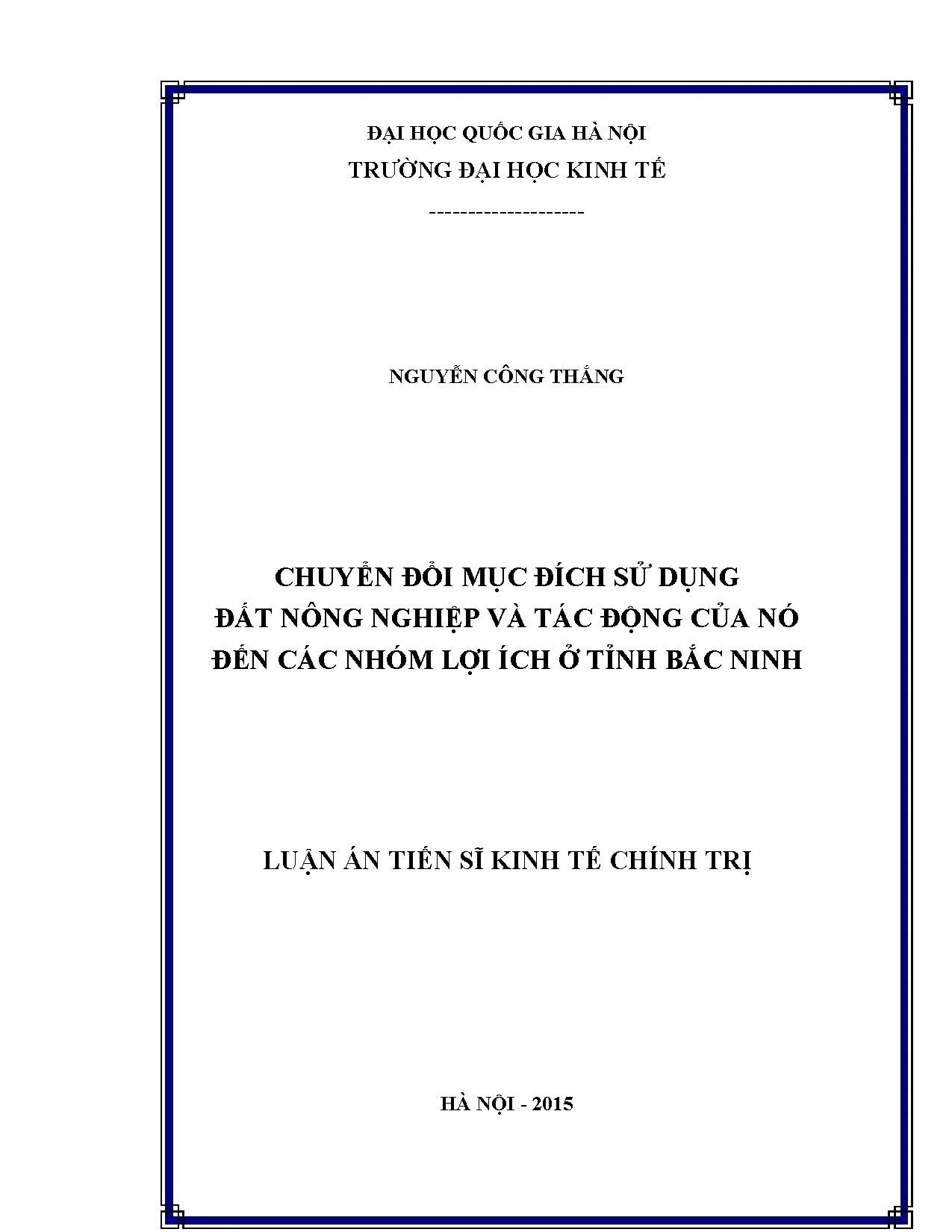 Chuyển đổi đất nông nghiệp Bắc Ninh và tác động lợi ích nhóm