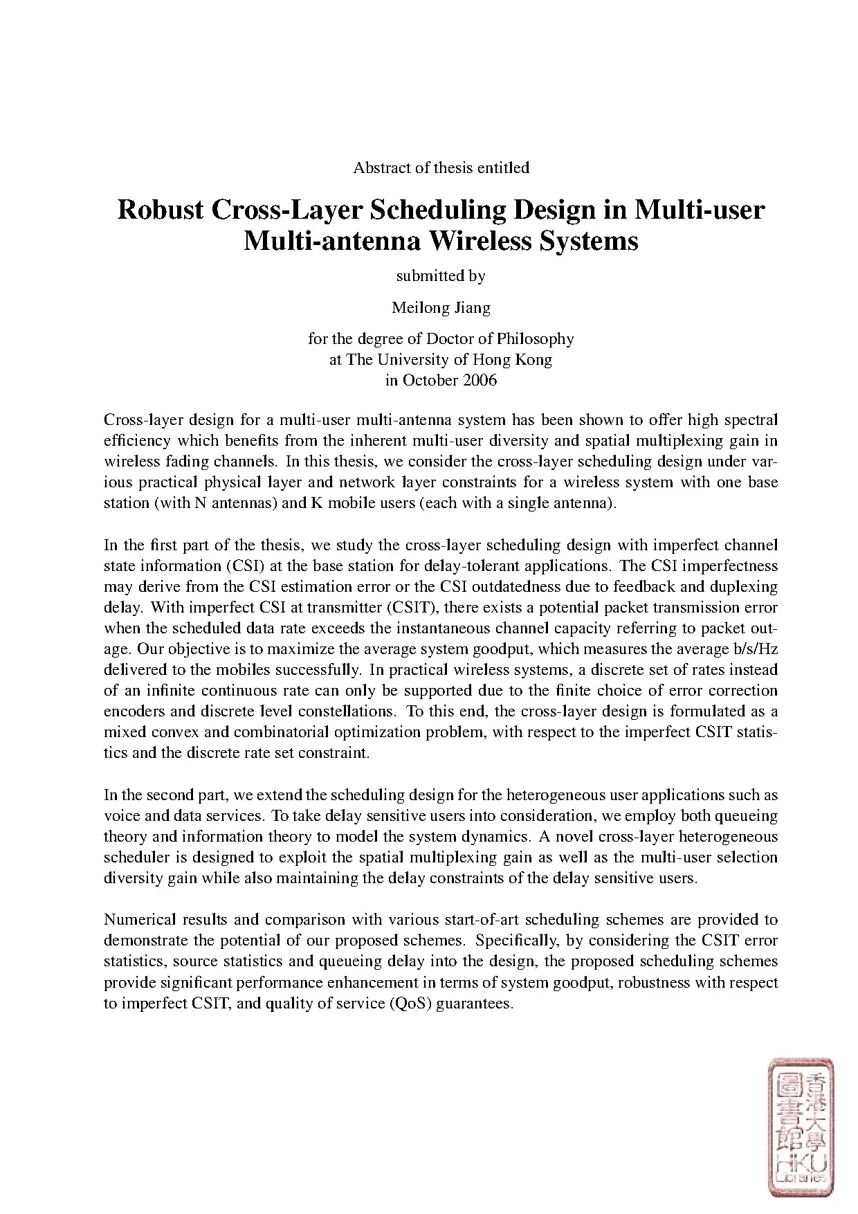 Thiết kế lập lịch Cross-Layer Mạnh mẽ cho Hệ thống không dây Anten Đa người dùng