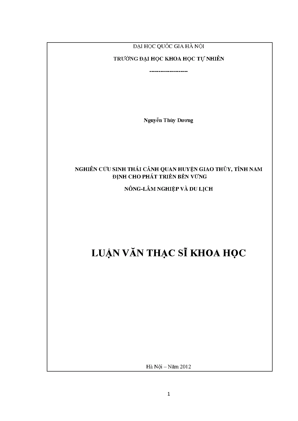 Sinh thái cảnh quan Giao Thủy: Phát triển bền vững nông lâm nghiệp, du lịch