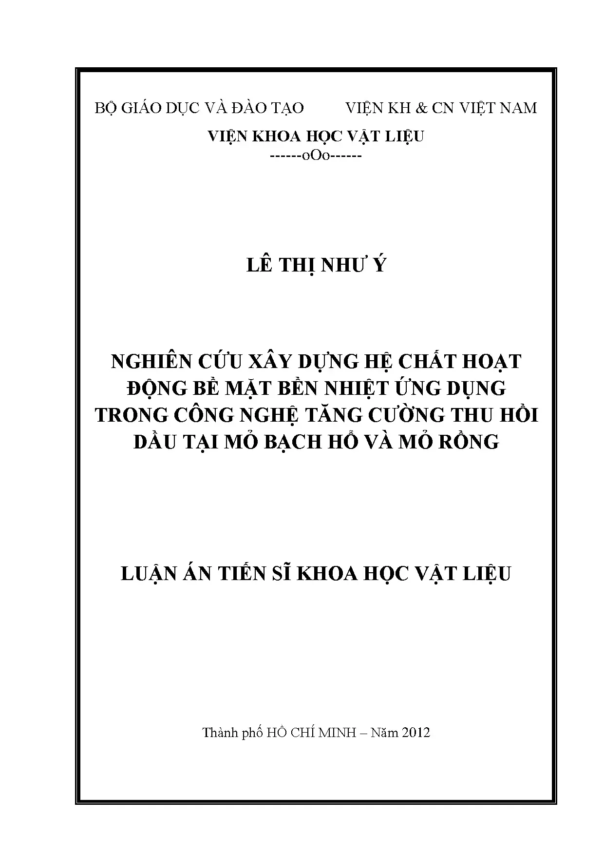 Luận án nghiên cứu xây dựng hệ chất hoạt động bề mặt bền nhi