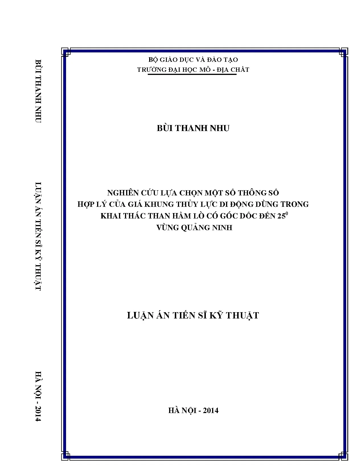 Luận án nghiên cứu lựa chọn một số thông số của giá khung th