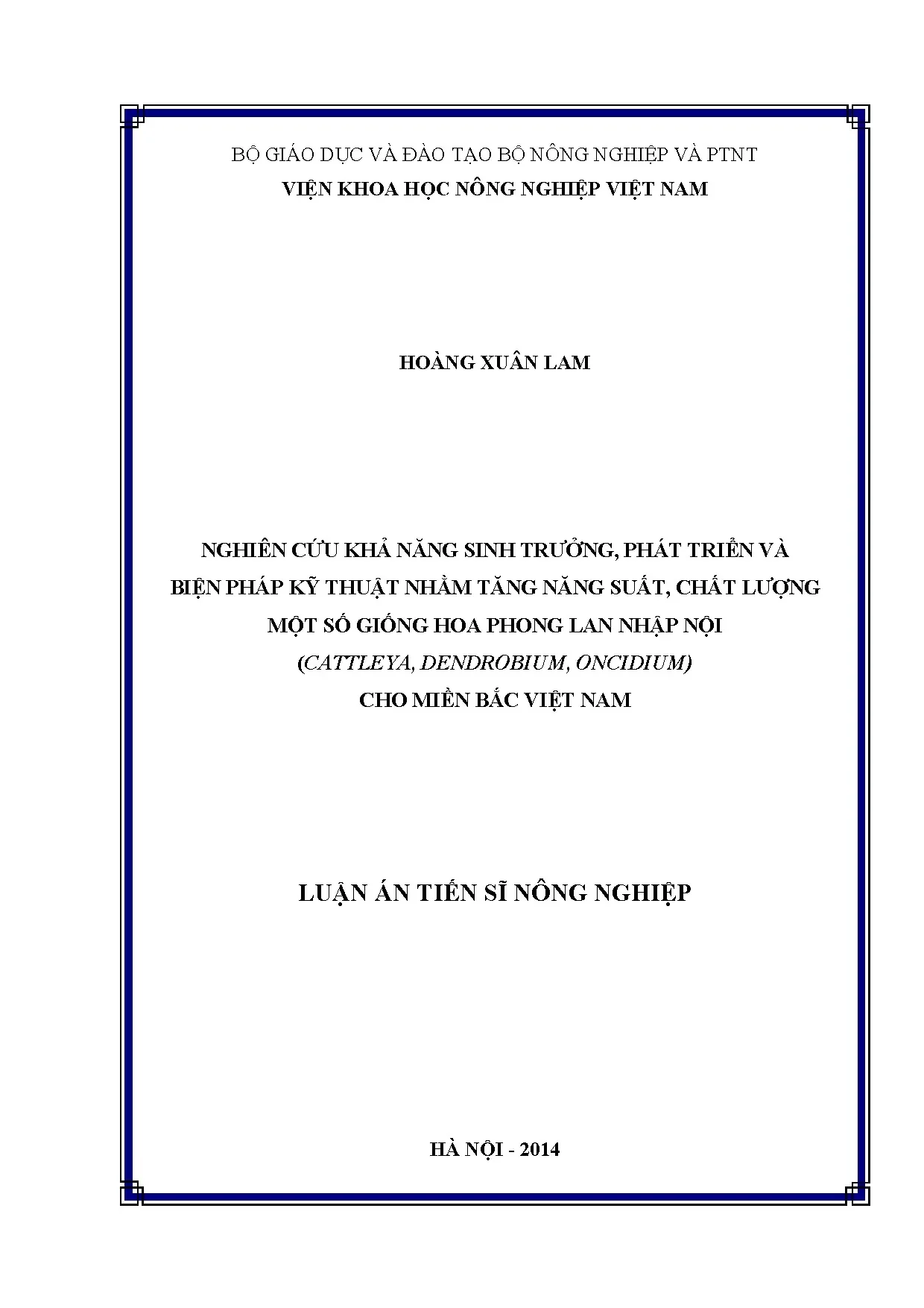 Nghiên cứu khả năng sinh trưởng phát triển và biện pháp kỹ t
