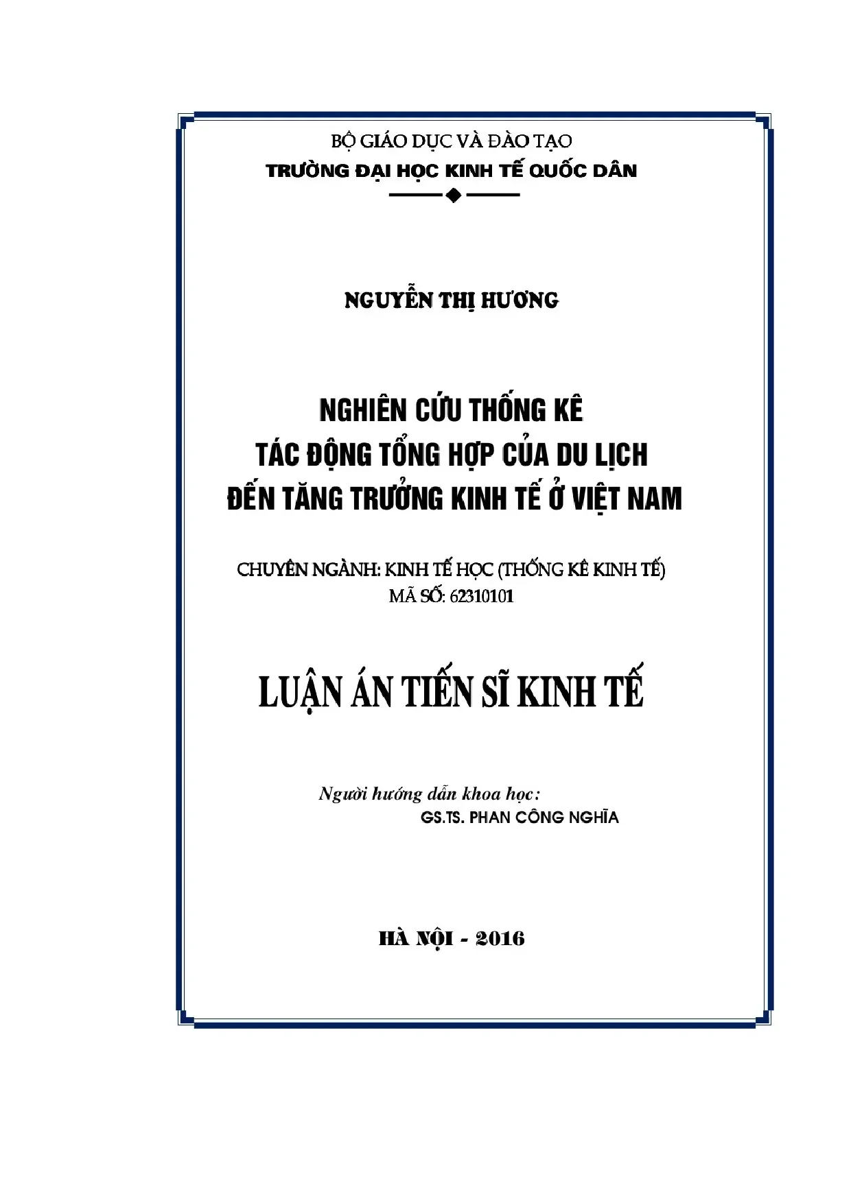 Nghiên cứu thống kê tác động tổng hợp của du lịch đến tăng t