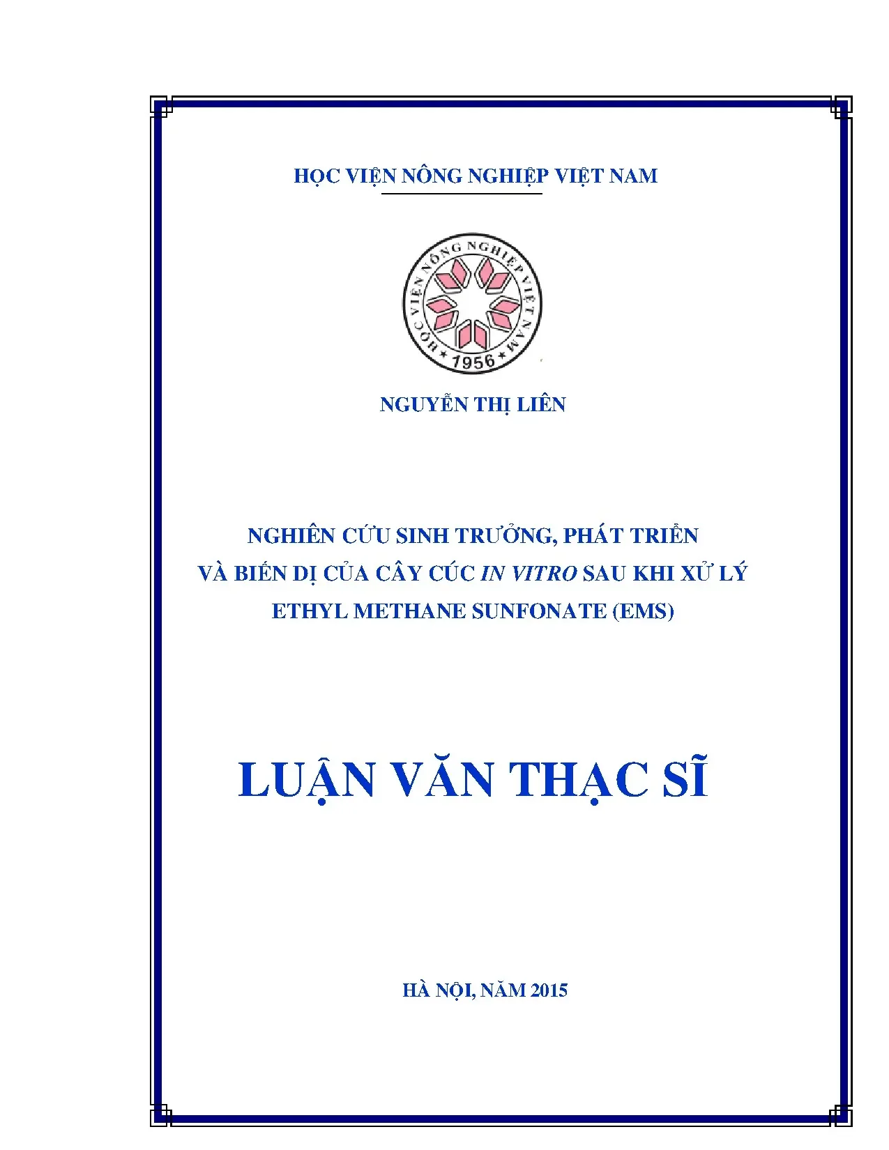 Cây cúc in vitro: Tăng trưởng, biến dị sau xử lý EMS