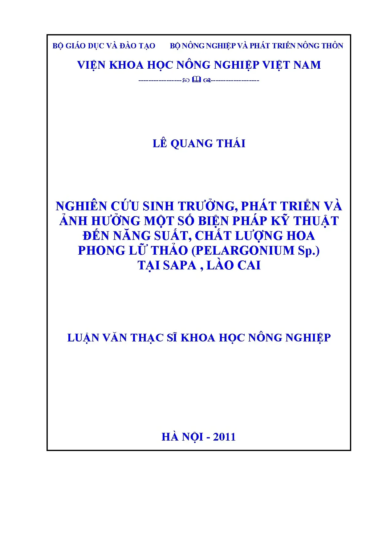 Nghiên cứu sinh trưởng phát triển và ảnh hưởng một số biện p
