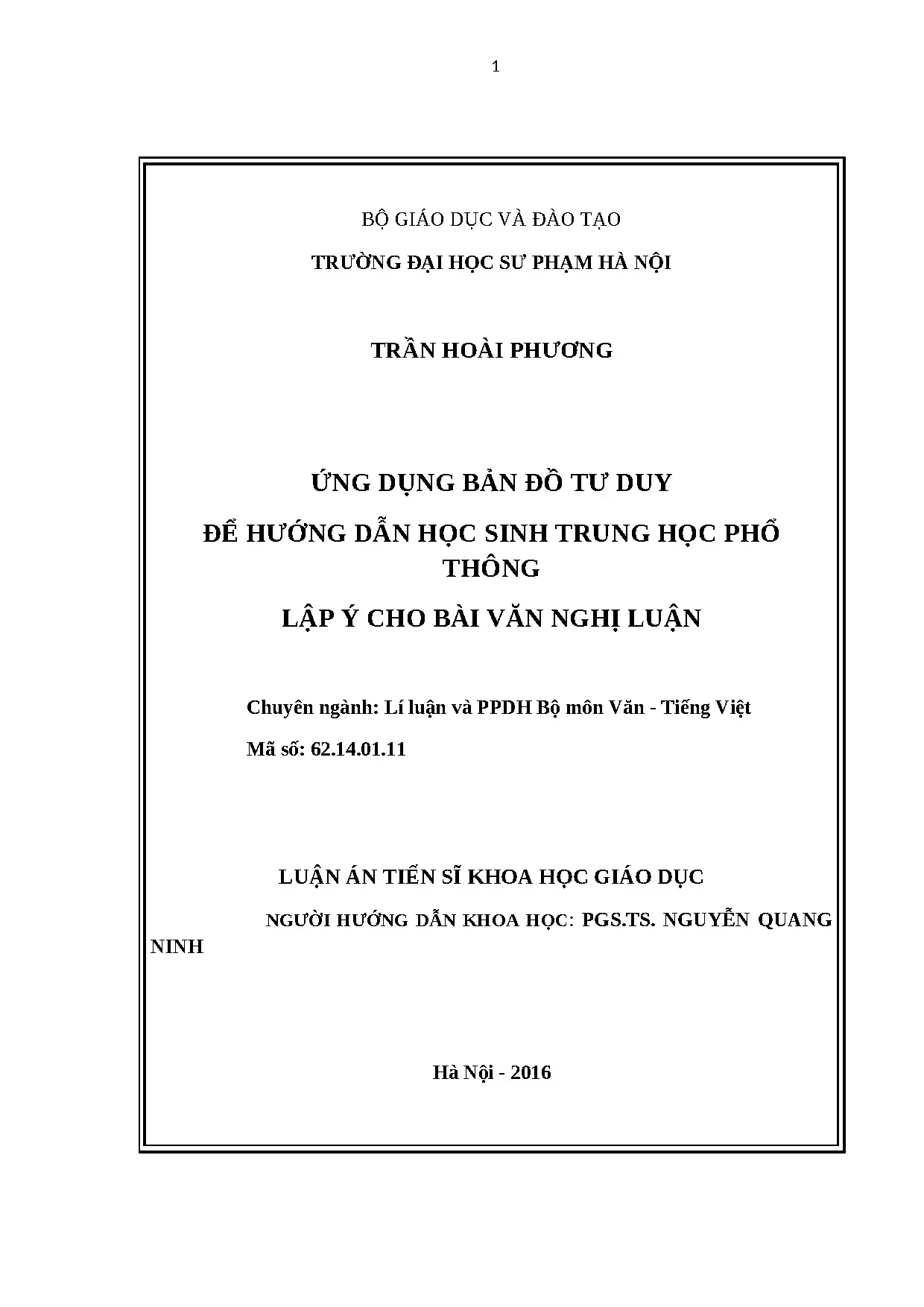 Luận án ứng dụng bản đồ tư duy để hướng dẫn học sinh thpt lậ