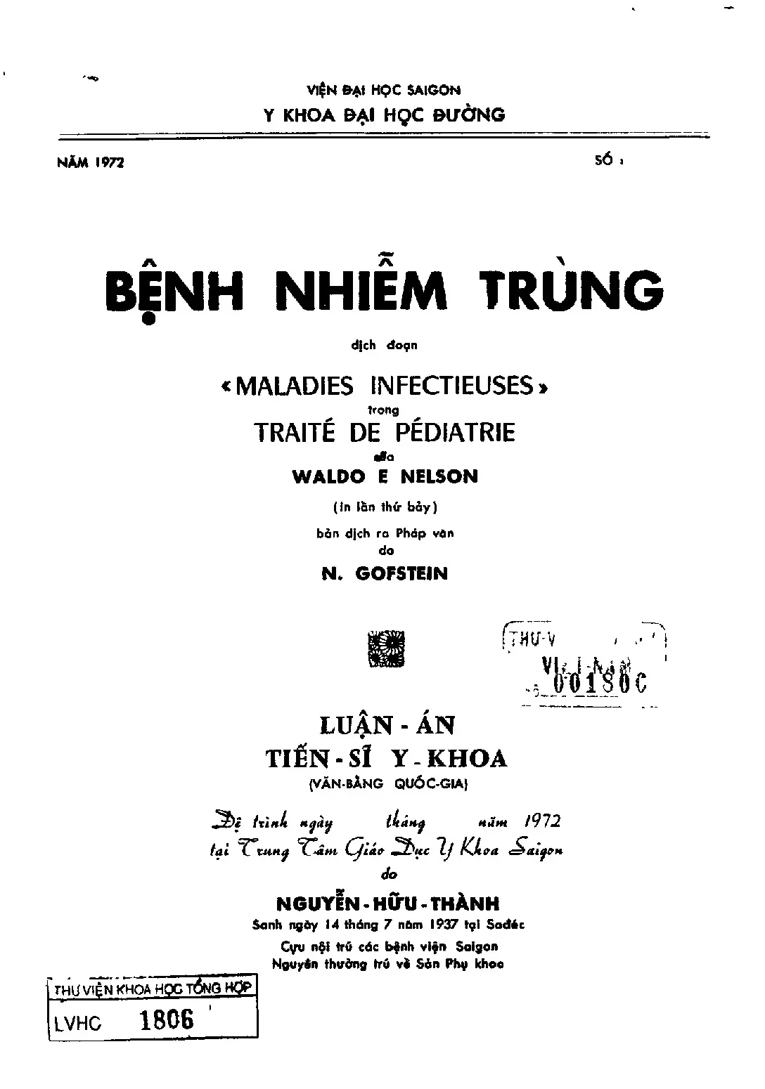 Bệnh nhiễm trùng luận án
