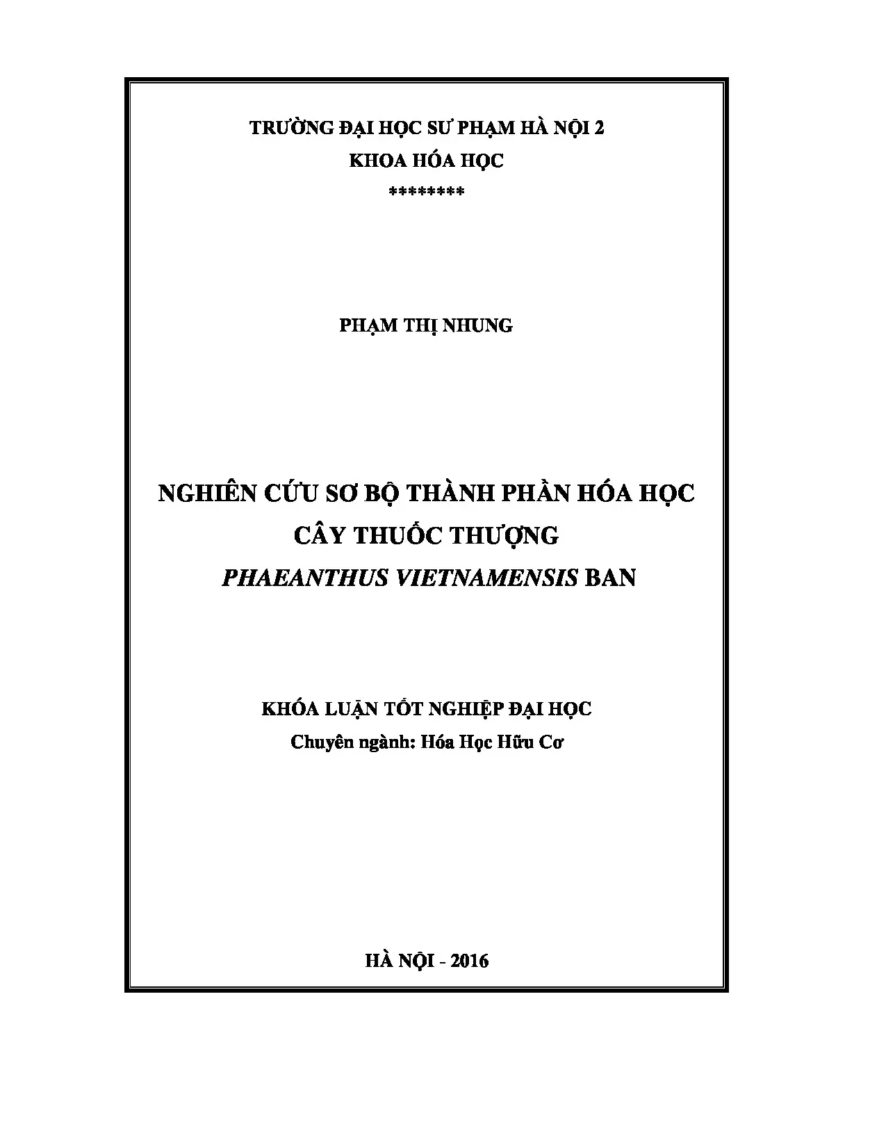 Luận án nghiên cứu sơ bộ thành phần hóa học cây thuốc thượng
