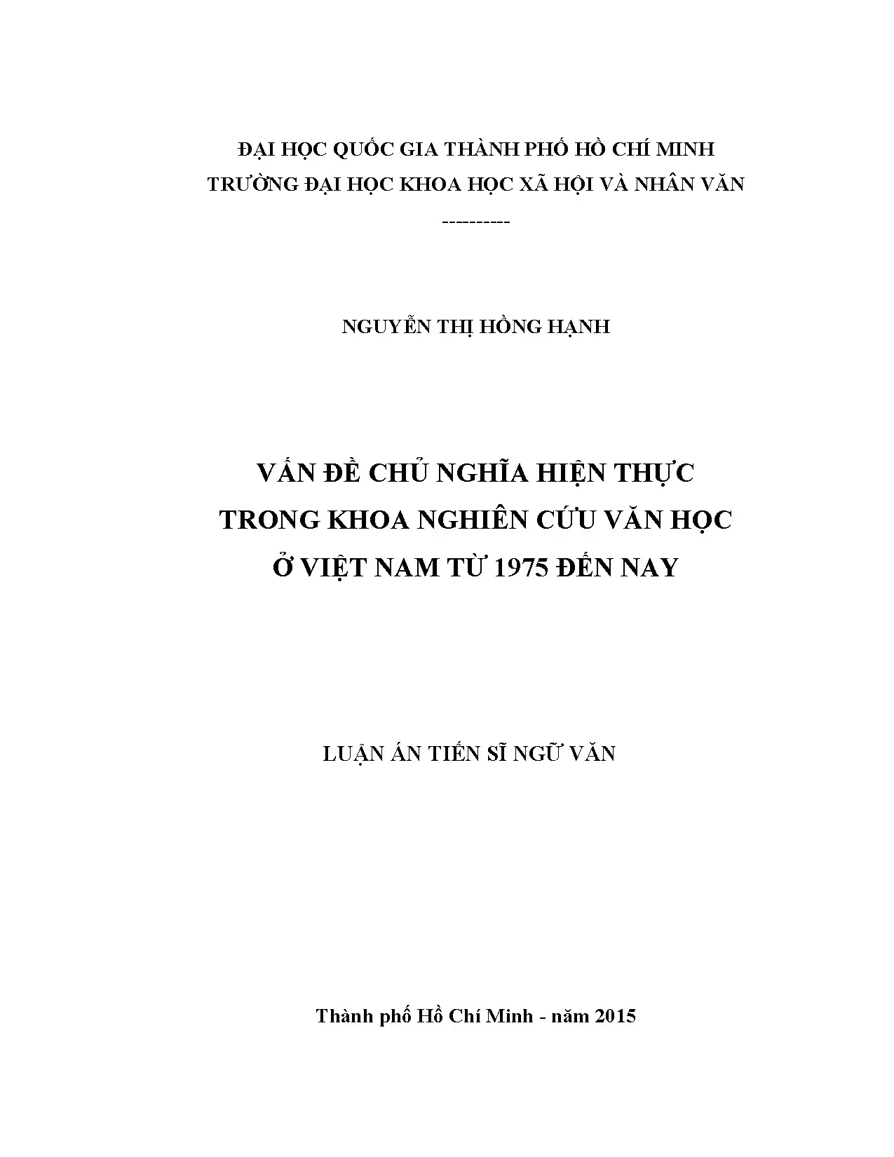 Chủ nghĩa hiện thực trong nghiên cứu văn học Việt Nam 1975-nay