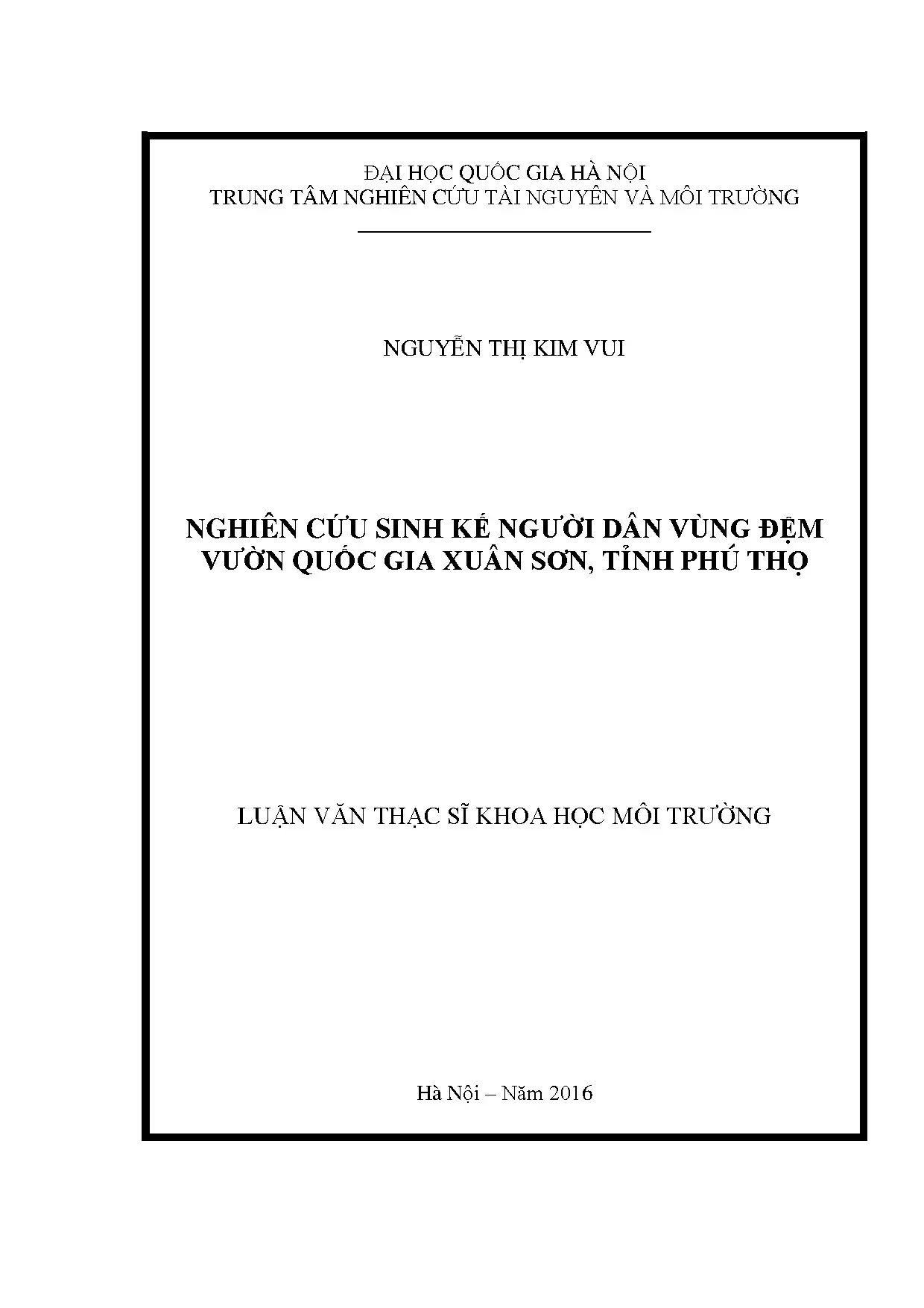 Nghiên cứu sinh kế người dân vùng đệm vườn quốc gia xuân sơn