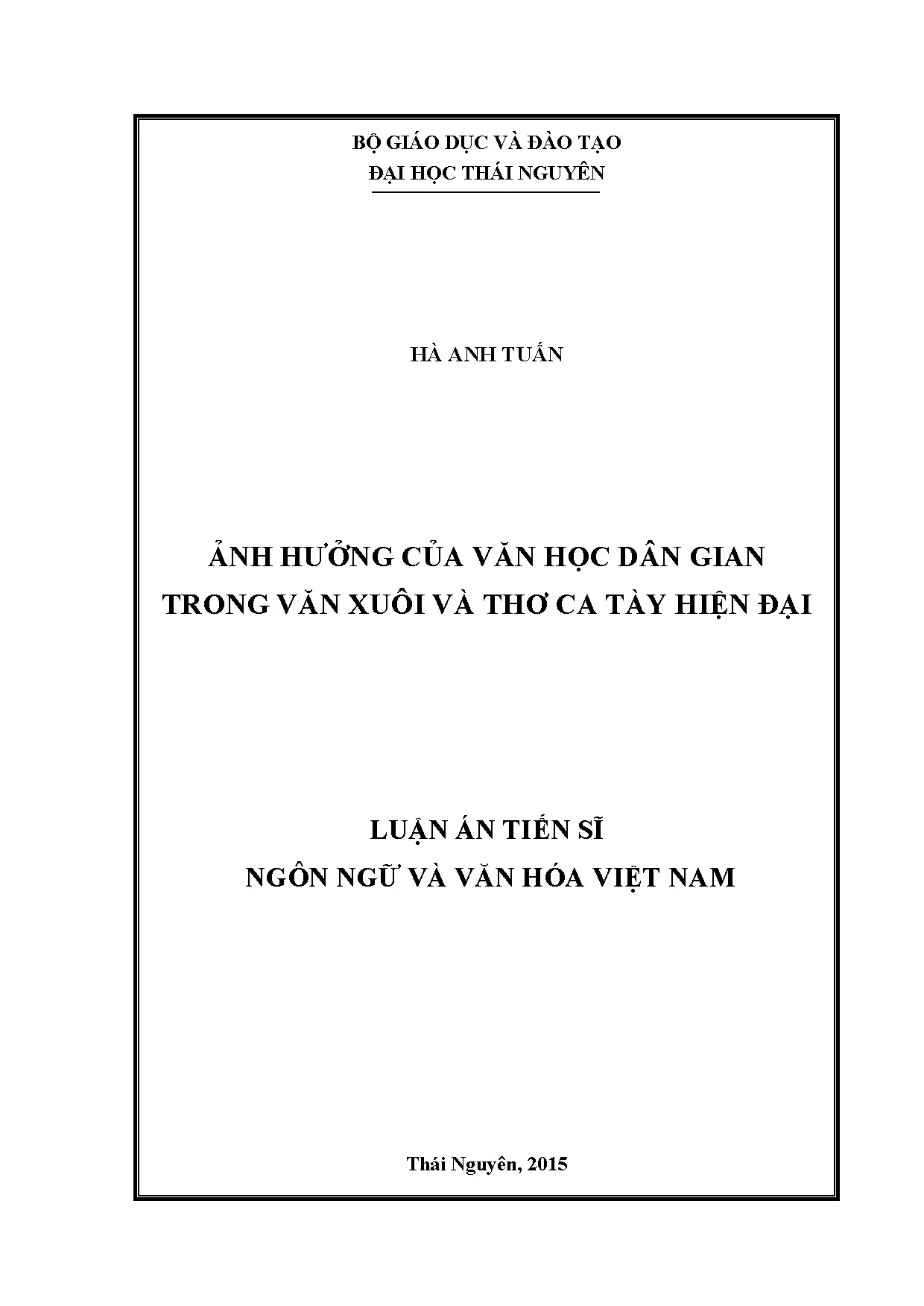 Văn học dân gian trong văn xuôi và thơ ca Tày hiện đại