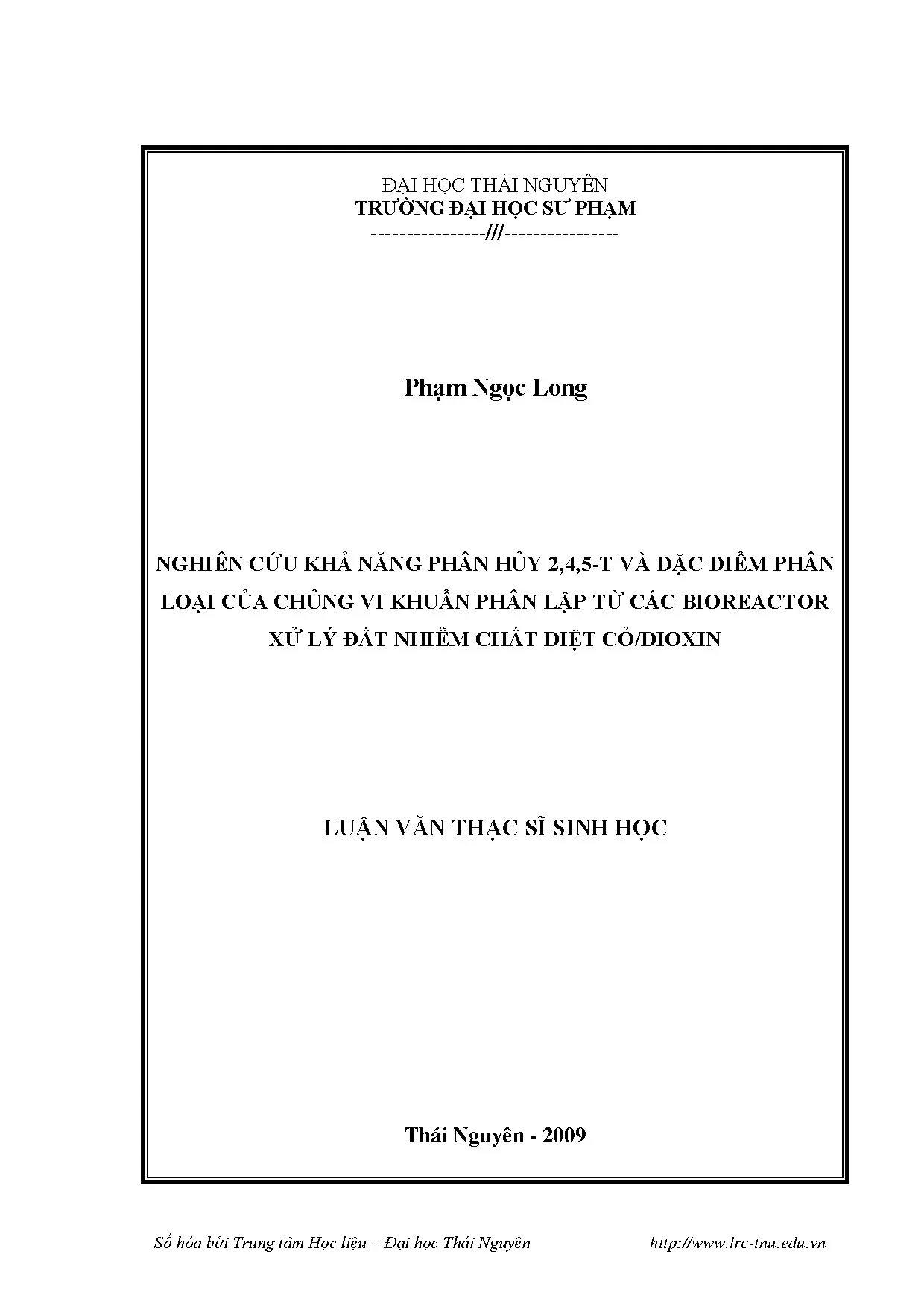 Phân hủy 2,4,5-T & Đặc điểm vi khuẩn phân lập