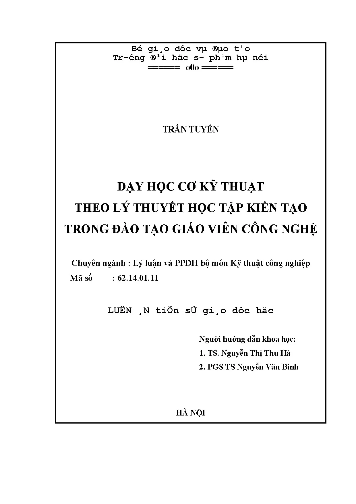 Luận án dạy học cơ kỹ thuật theo lý thuyết học tập kiến tạo