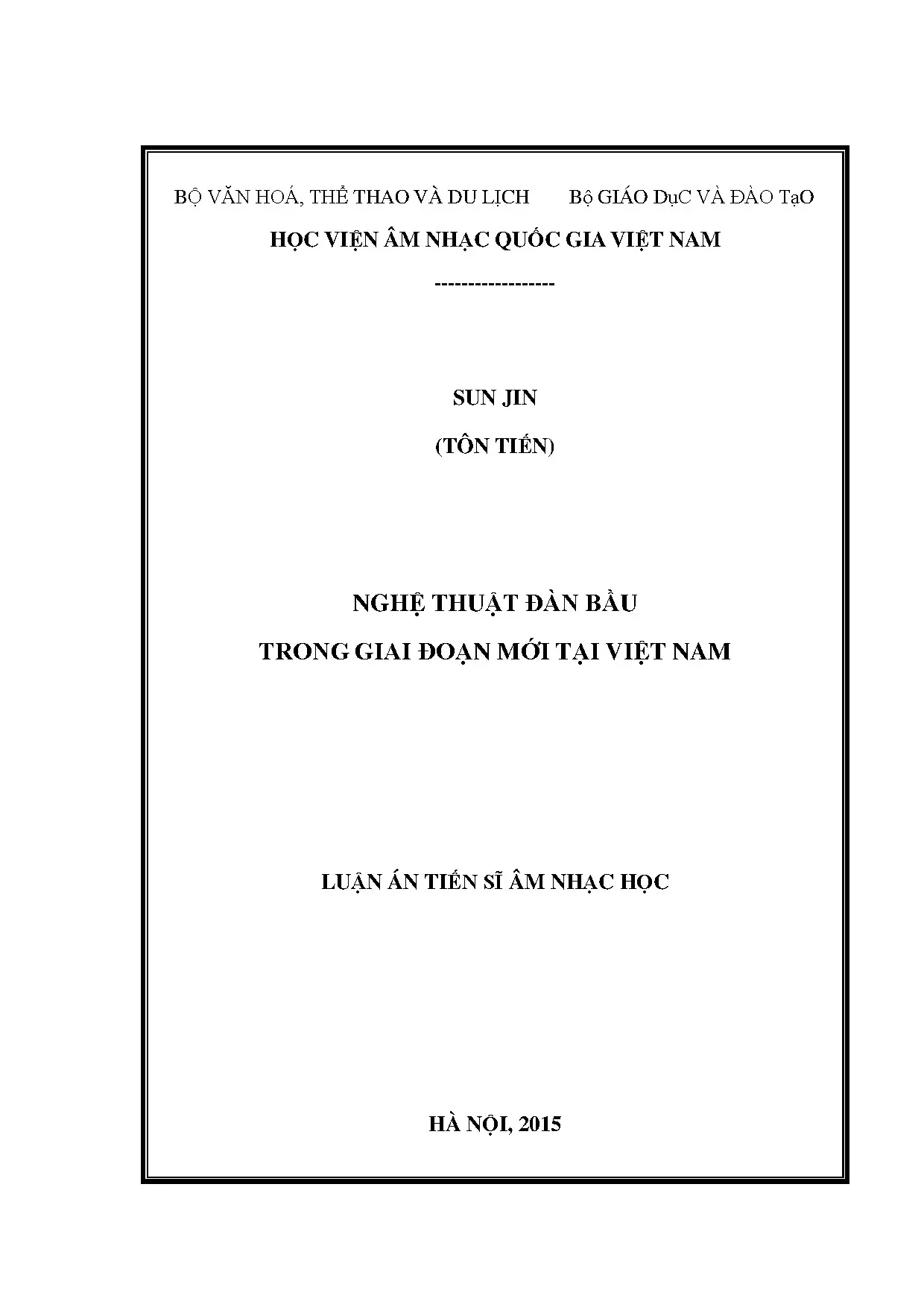 Luận án tiến sĩ nghệ thuật đàn bầu trong giai đoạn mới tại v