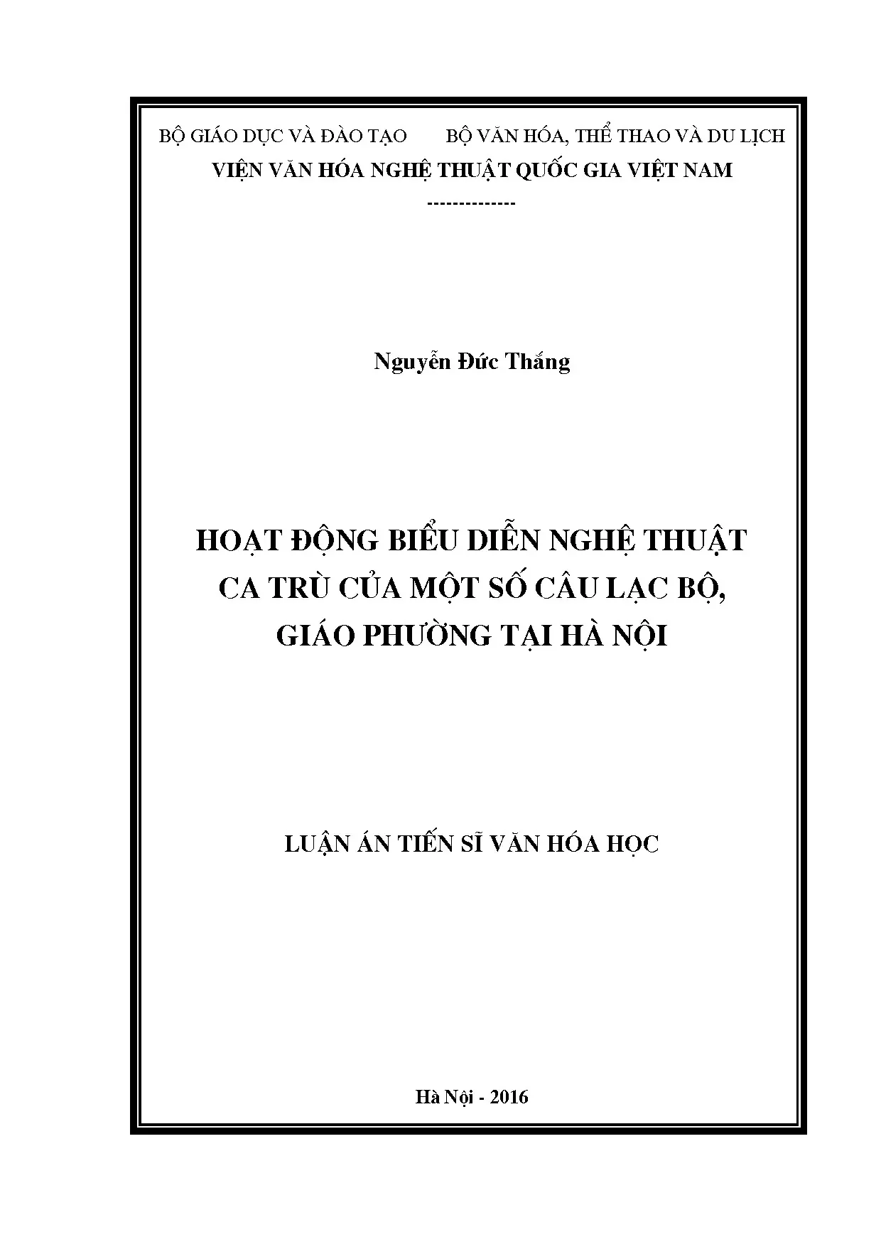 Luận án hoạt động biểu diễn nghệ thuật ca trù của một số câu