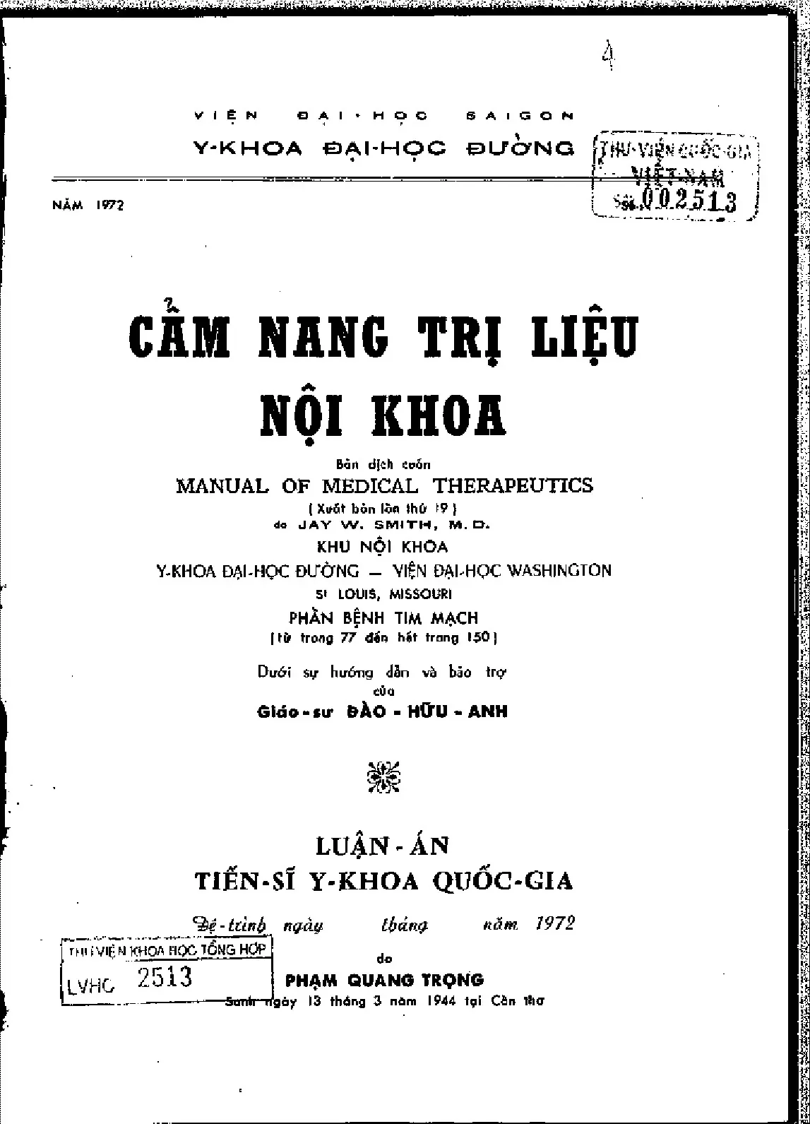 Cảm nang trị liệu nội khoa luận án
