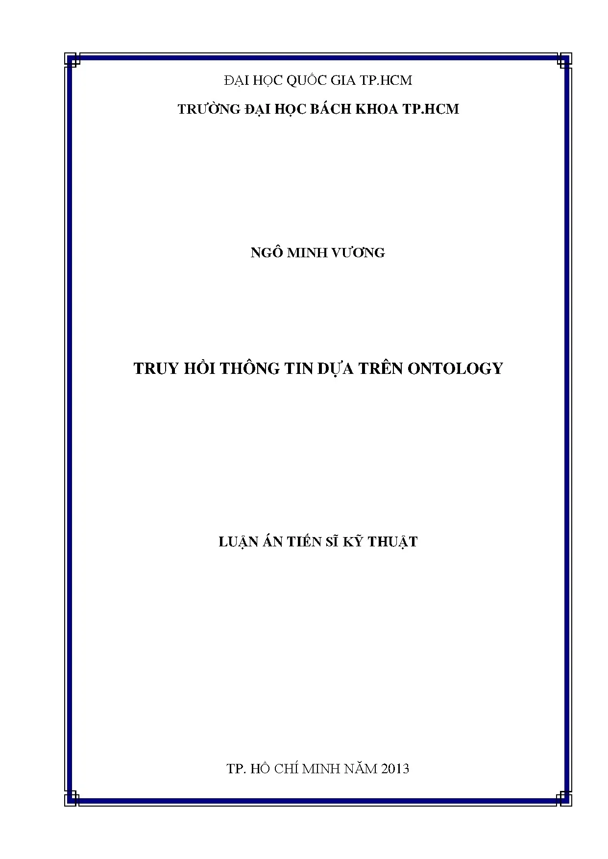 Luận án tiến sĩ truy hồi thông tin dựa trên ontology