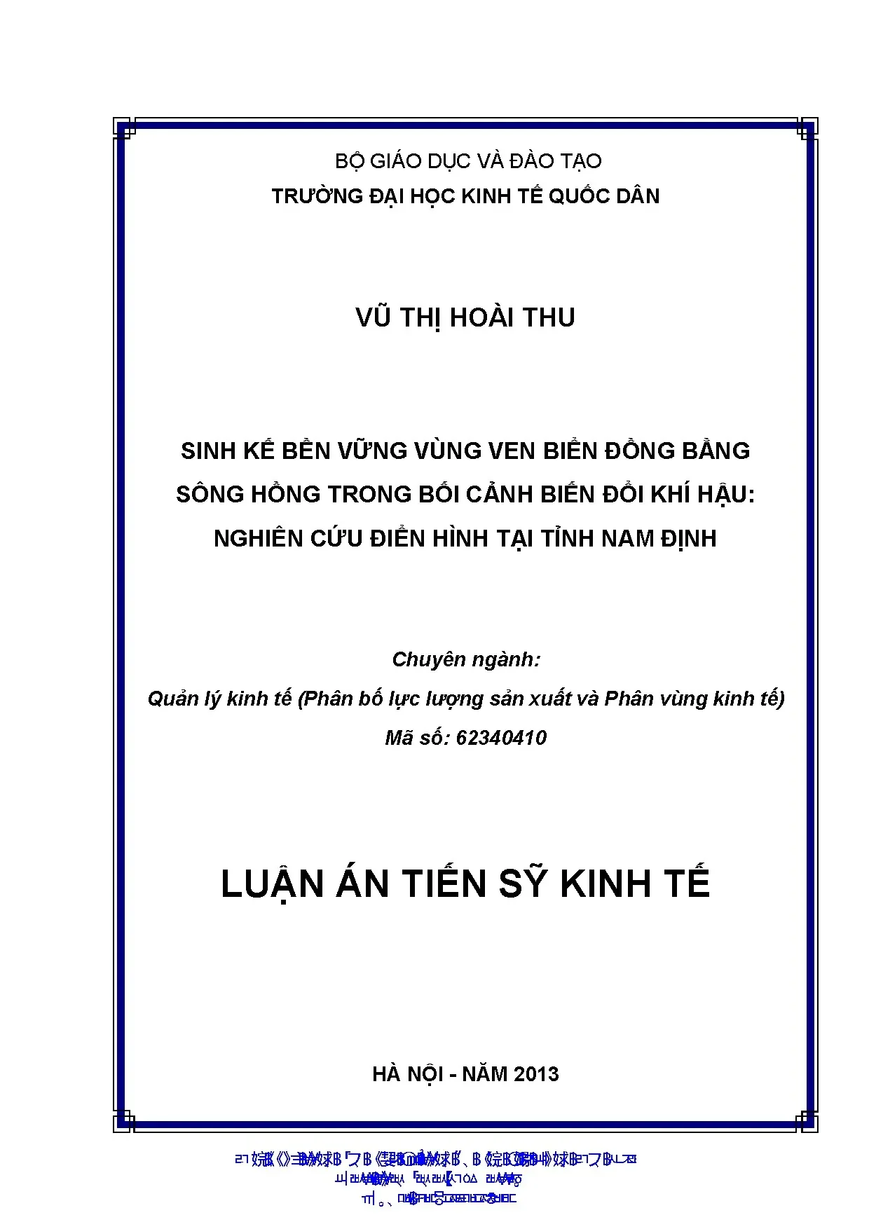 Luận án sinh kế bền vững vùng ven biển đồng bằng sông hồng t