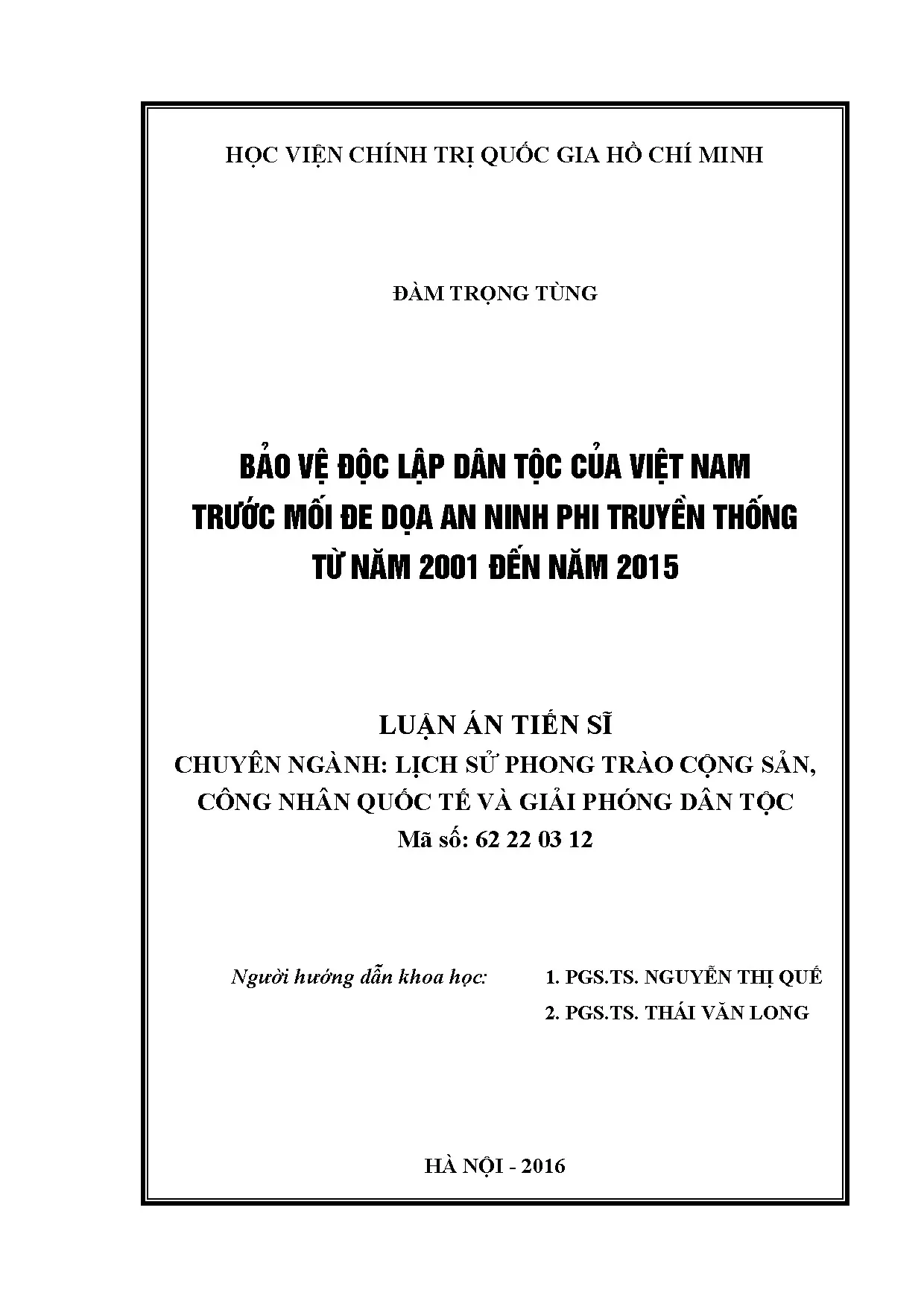 Luận án tiến sĩ bảo vệ độc lập dân tộc của việt nam trước mố