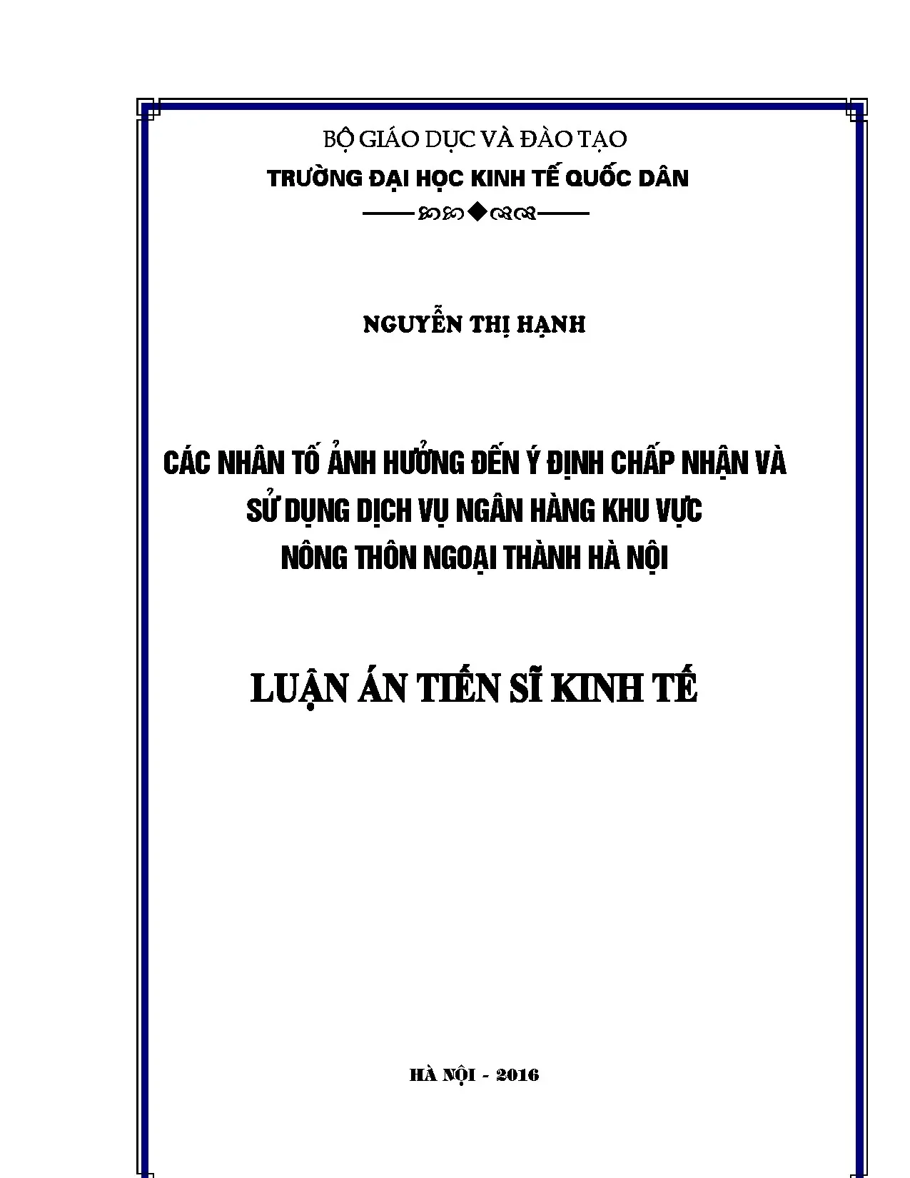 Các nhân tố ảnh hưởng đến ý định chấp nhận và sử dụng dịch v