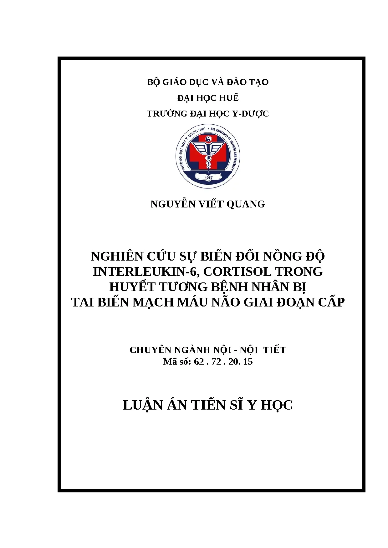 Luận án tiến sĩ nghiên cứu sự biến đổi nồng độ interleukin 6