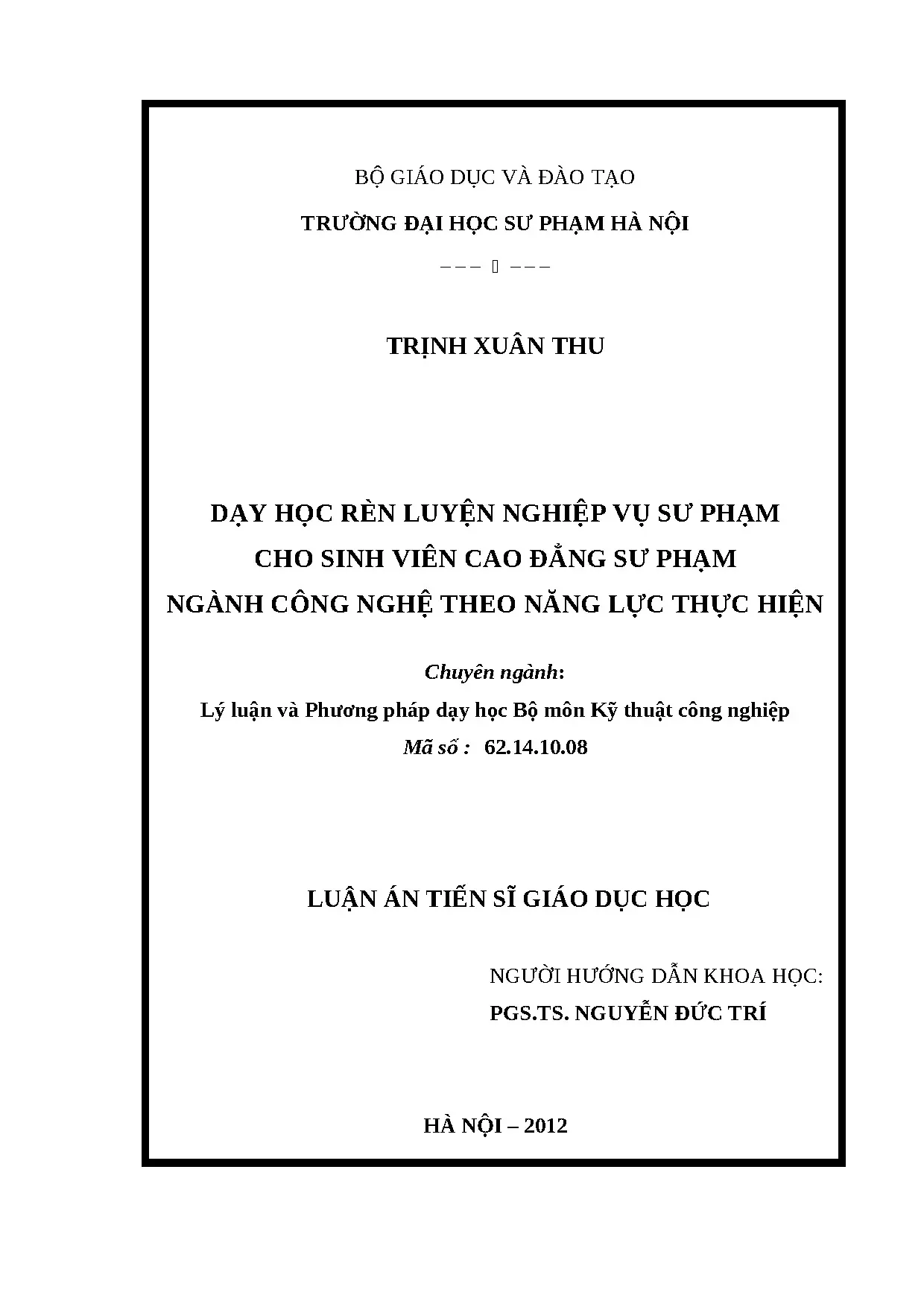 Dạy học rèn luyện nghiệp vụ sư phạm cho sinh viên công nghệ