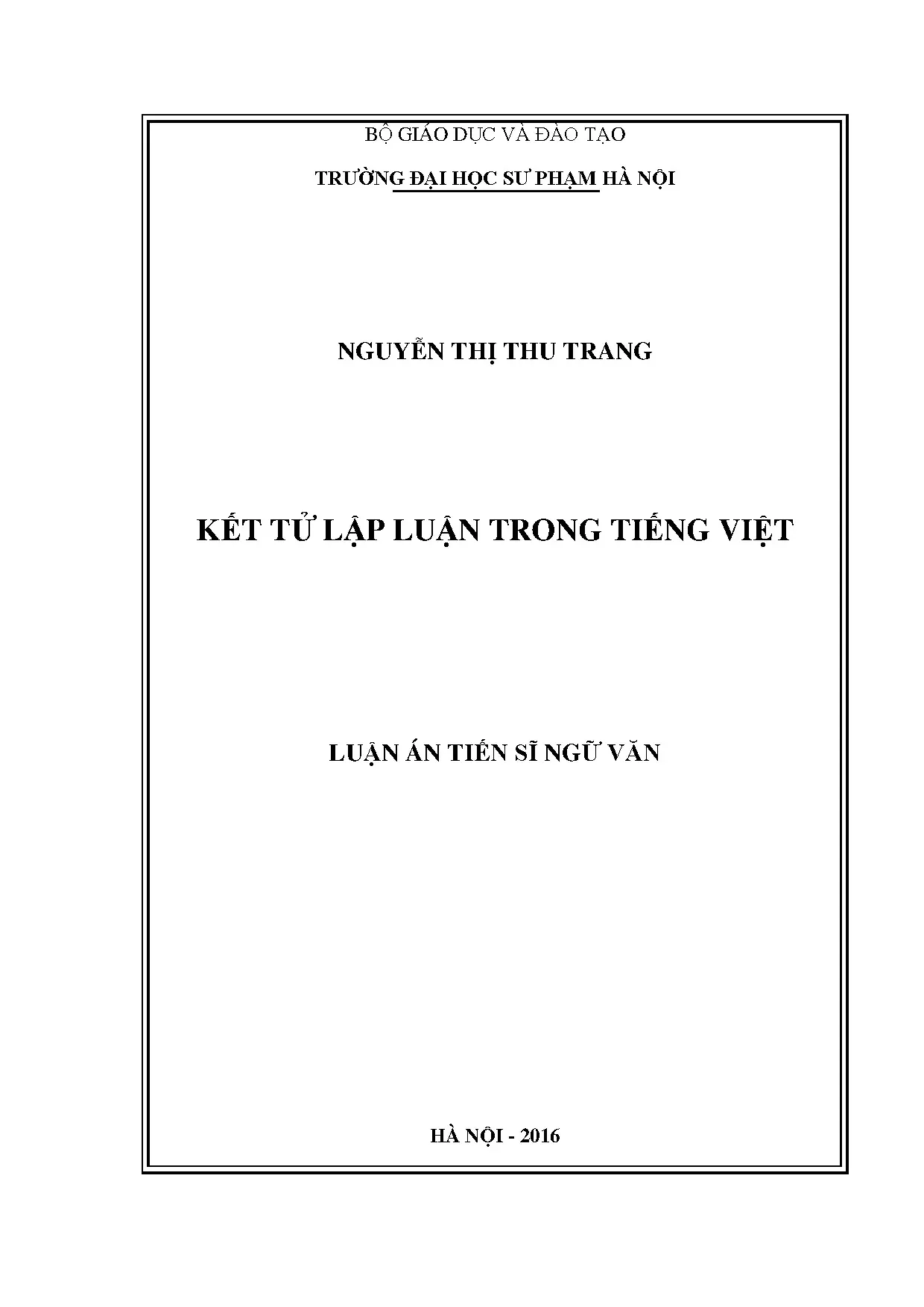 Luận án tiến sĩ ngữ văn kết tử lập luận trong tiếng việt