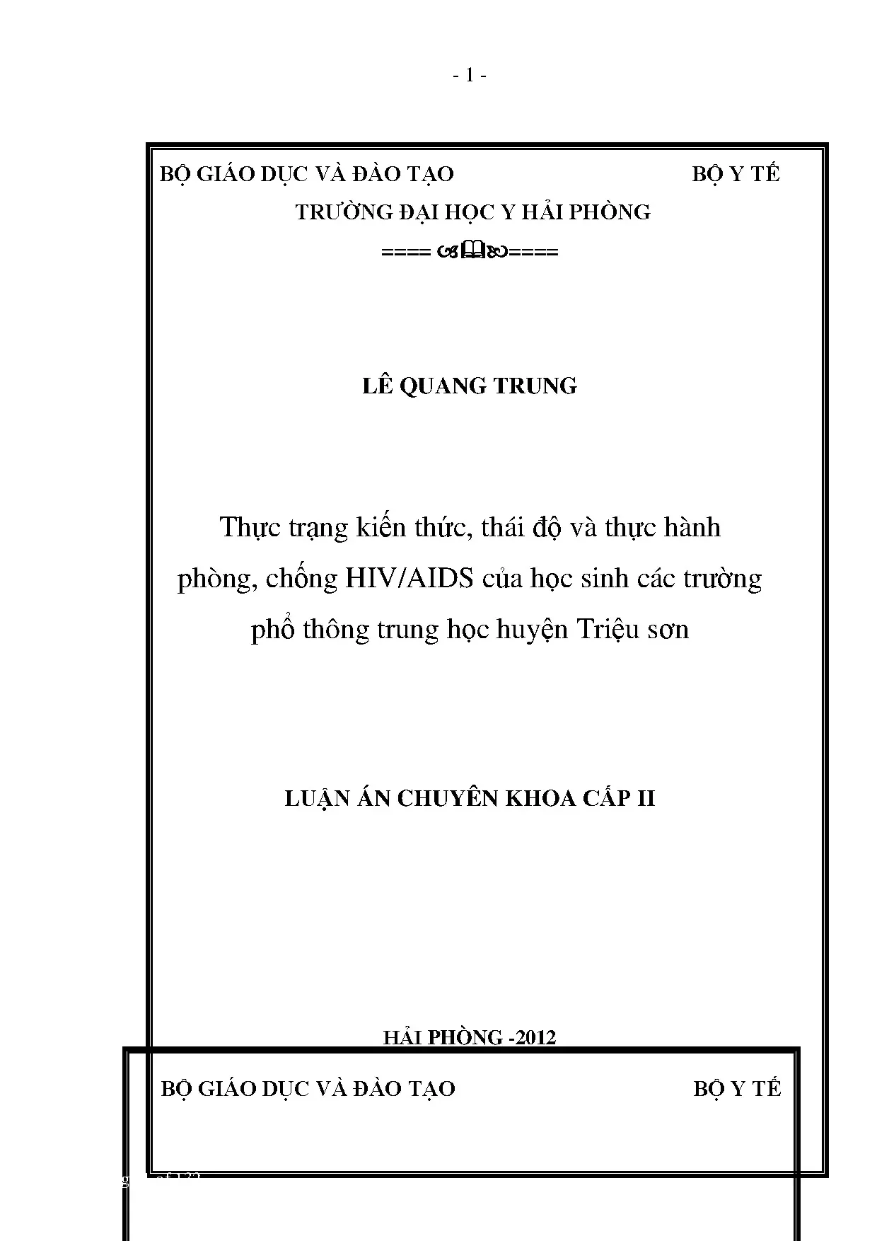 Luận án chuyên khoa cấp 2 thực trạng kiến thức thái độ và mộ