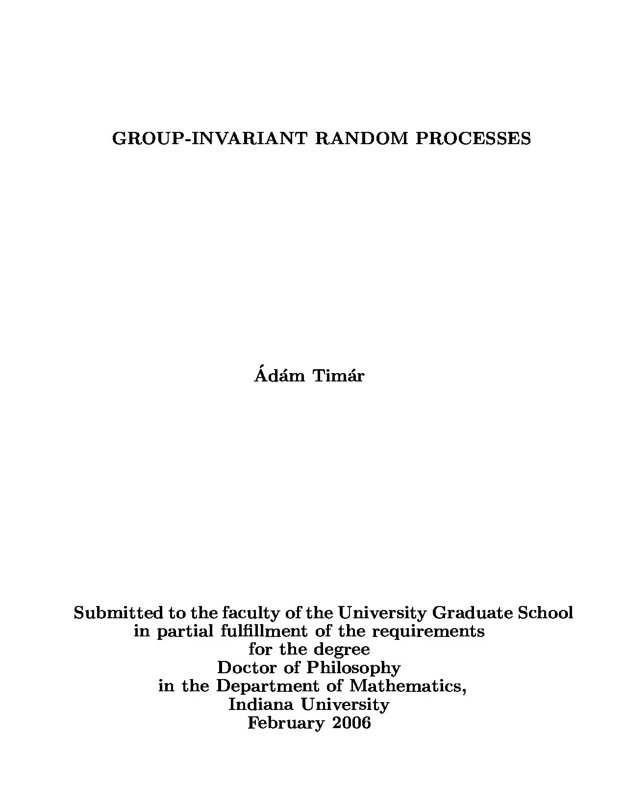 Luận án tiến sĩ group invariant random processes