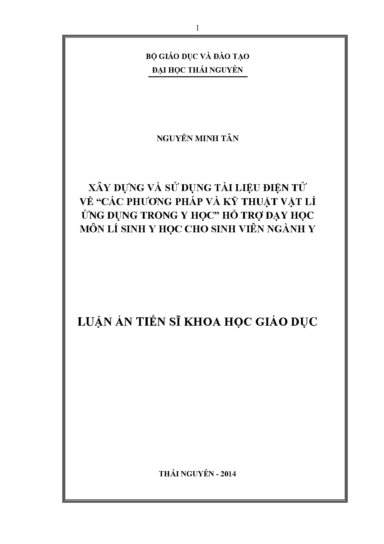 Tài liệu điện tử Vật lý Y học hỗ trợ dạy Lý sinh