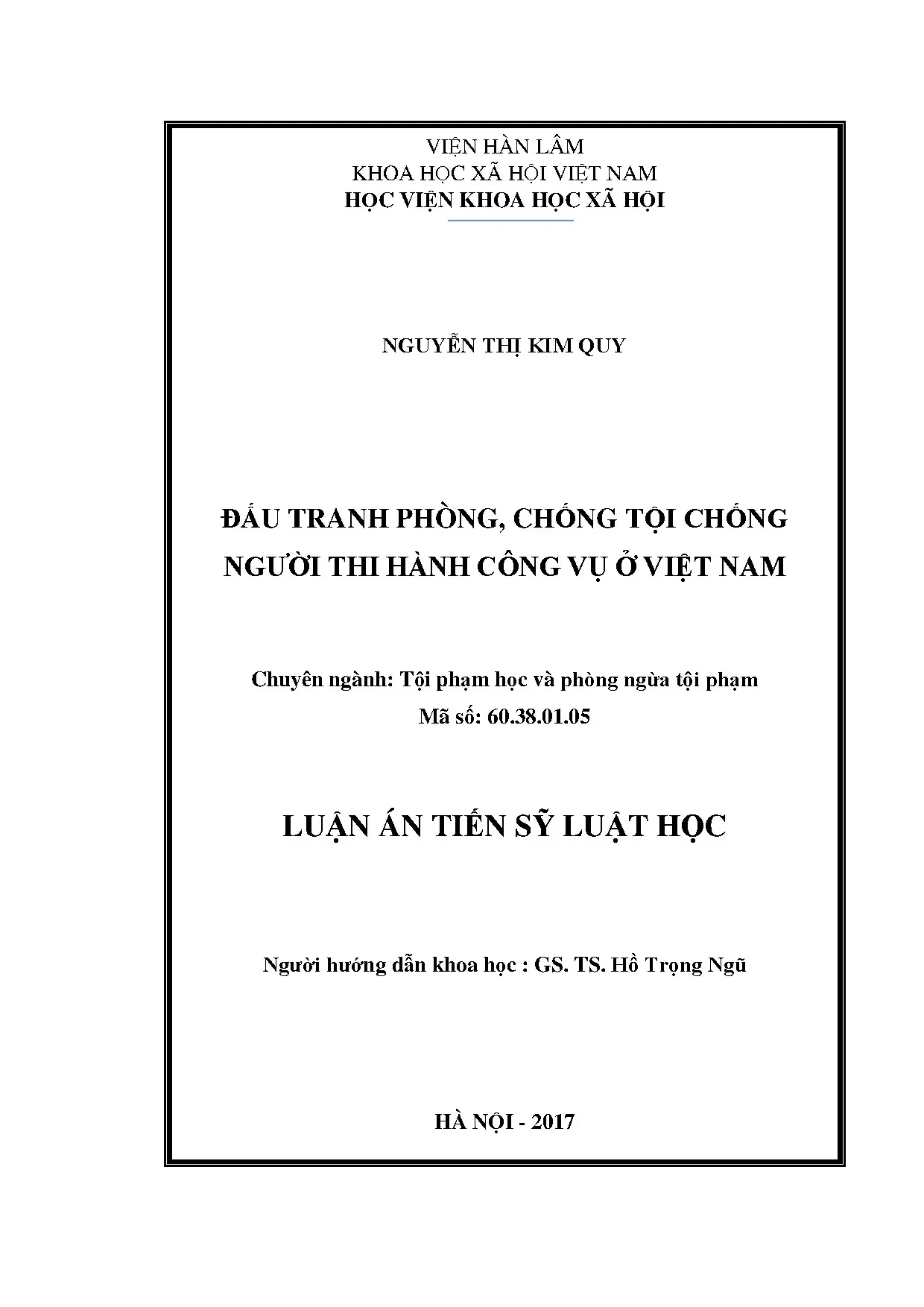 Đấu tranh phòng chống tội chống người thi hành công vụ ở việ