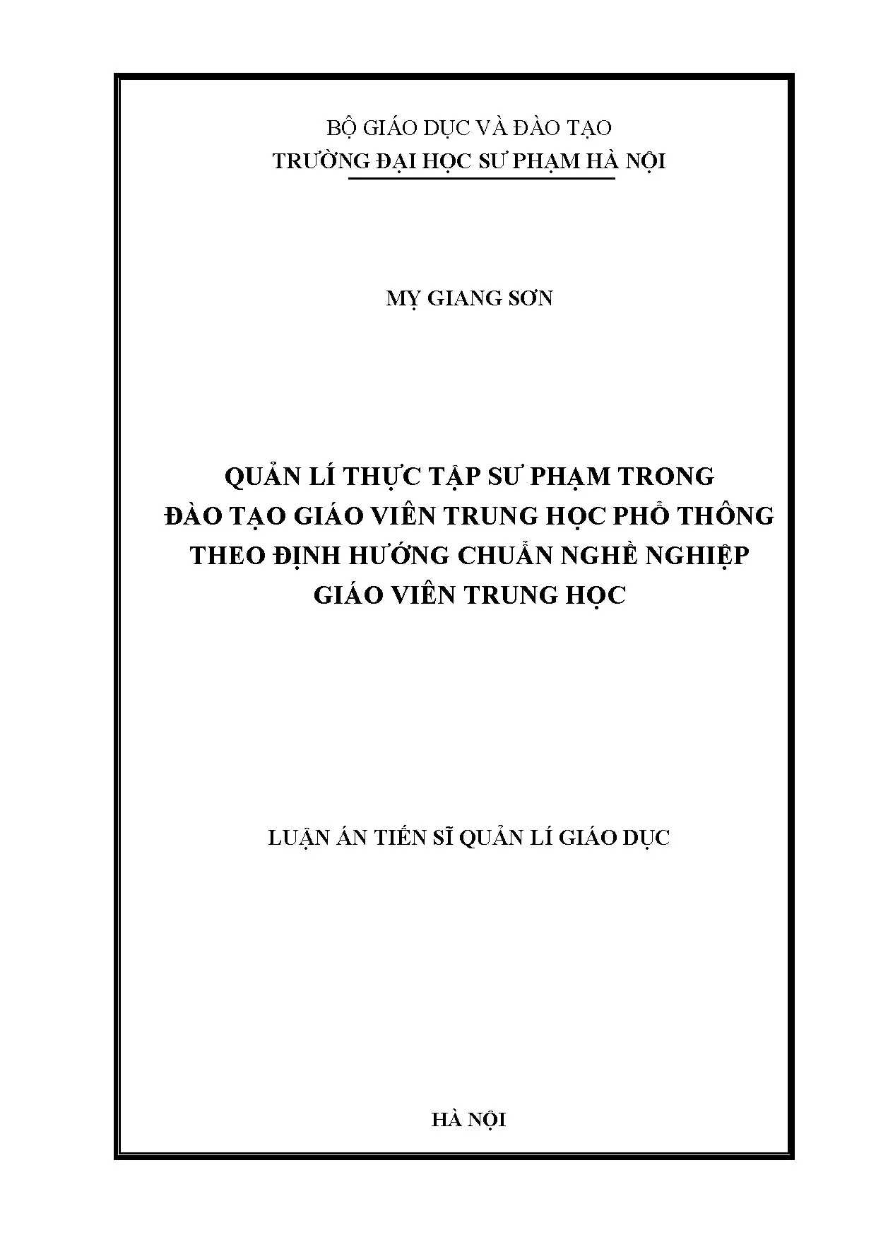 Luận án quản lí thực tập sư phạm trong đào tạo giáo viên tru