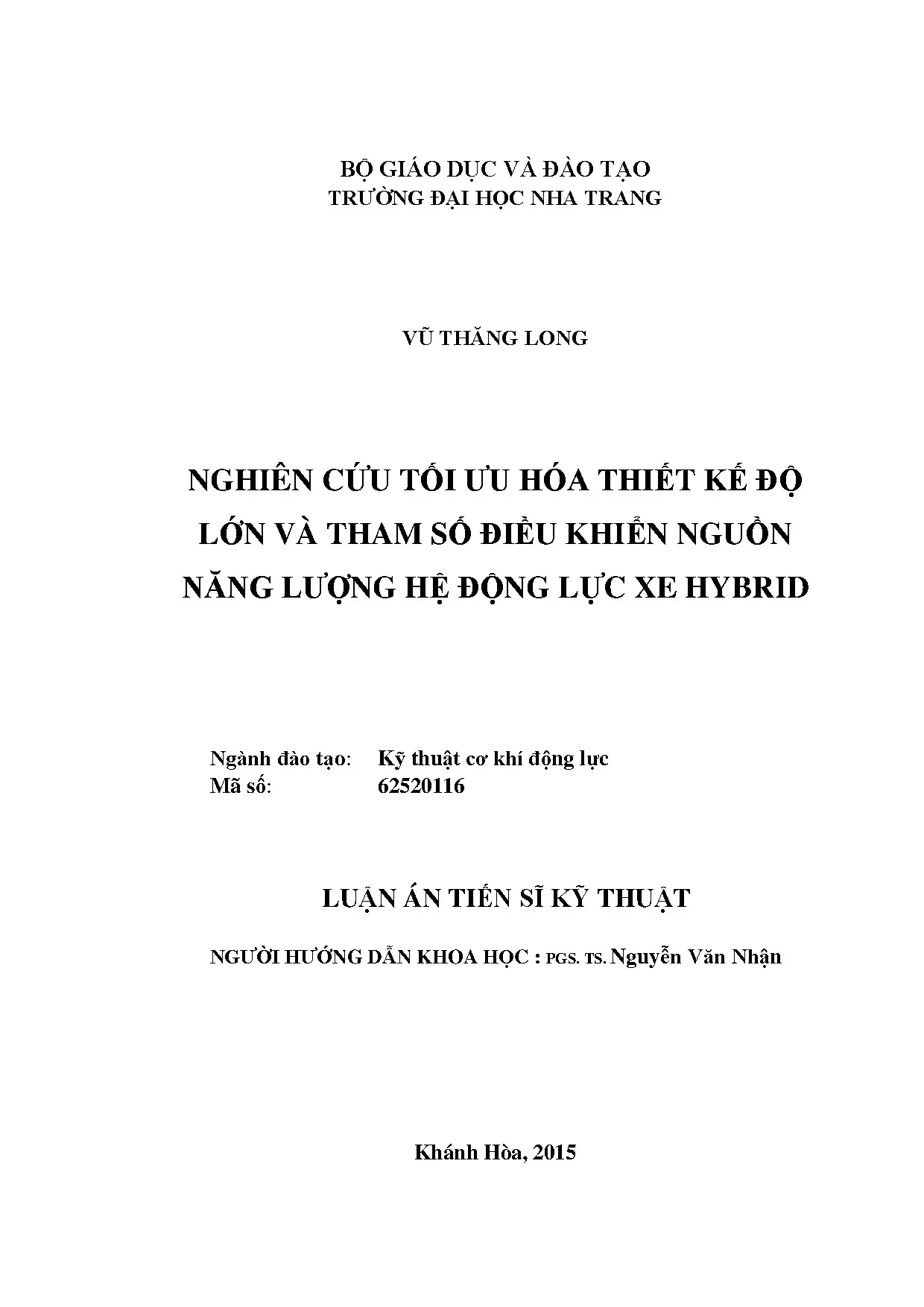 Luận án tiến sĩ nghiên cứu tối ưu hóa thiết kế độ lớn và tha